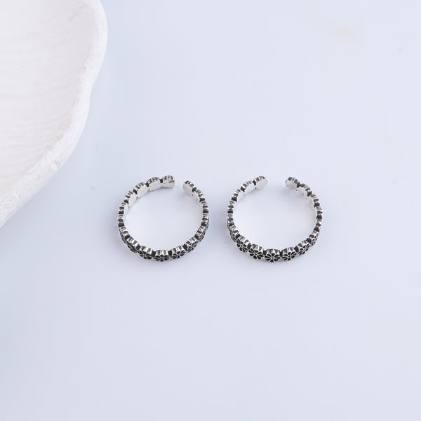 Flower Silver Toe Ring