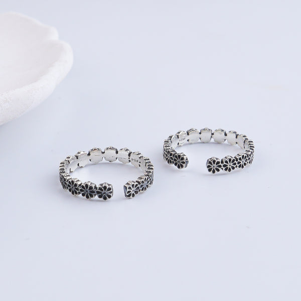 Flower Silver Toe Ring