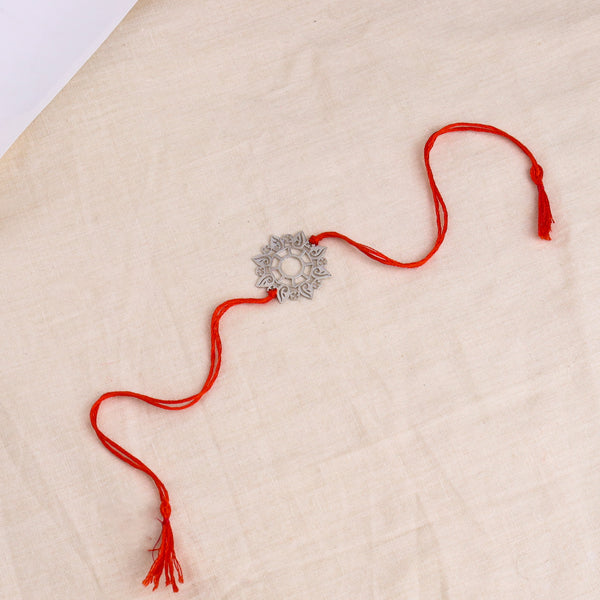 Silver Laser Cut Abstract Rakhi