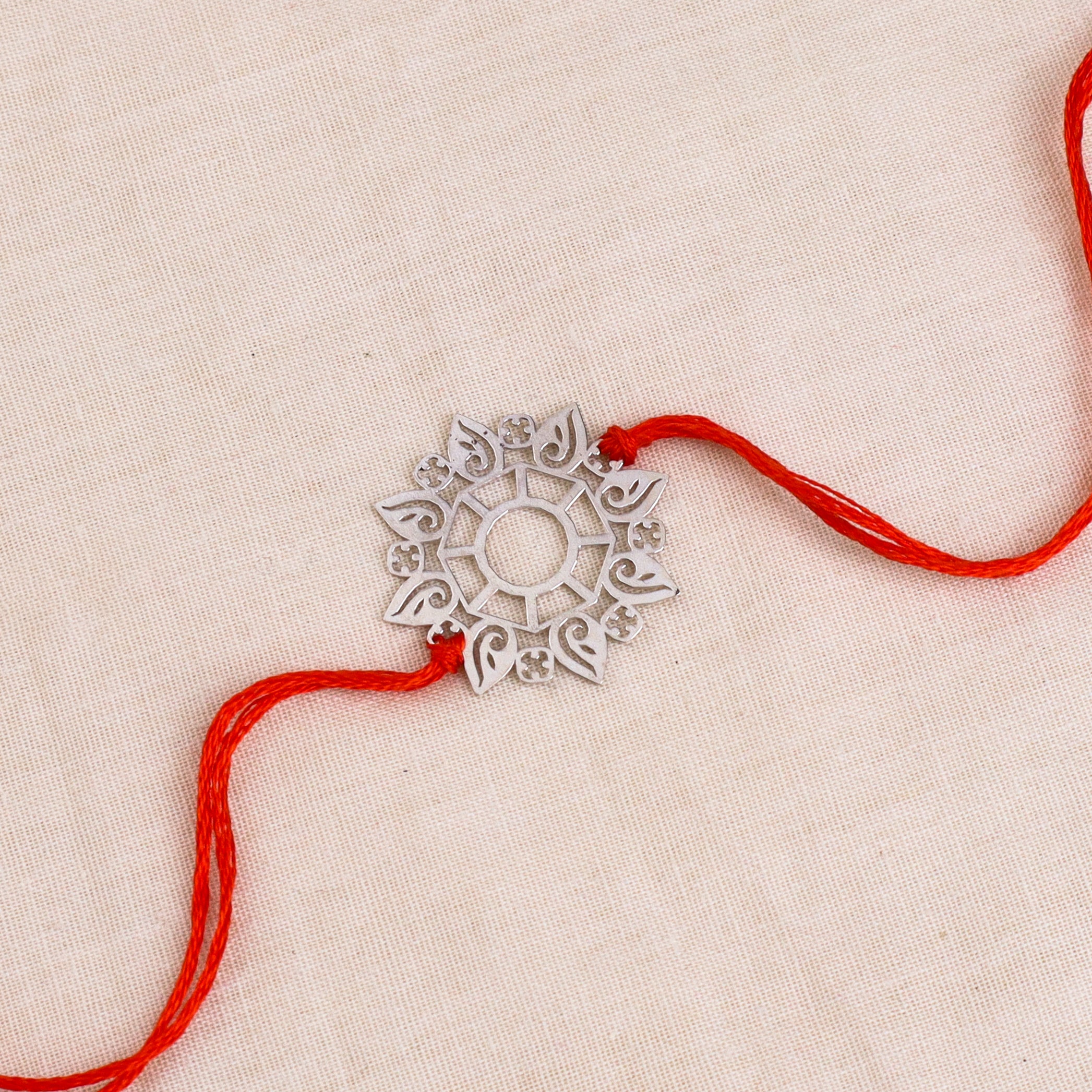 Silver Laser Cut Abstract Rakhi