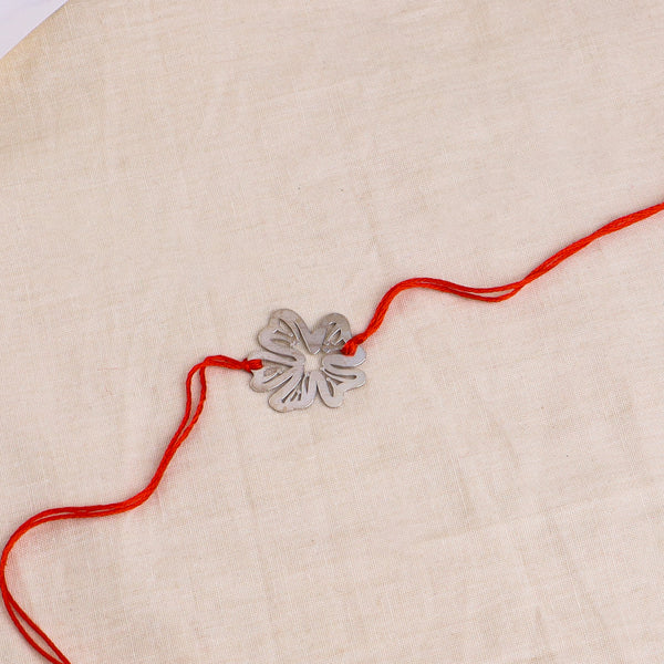 Silver Laser Cut Gulmohar Rakhi