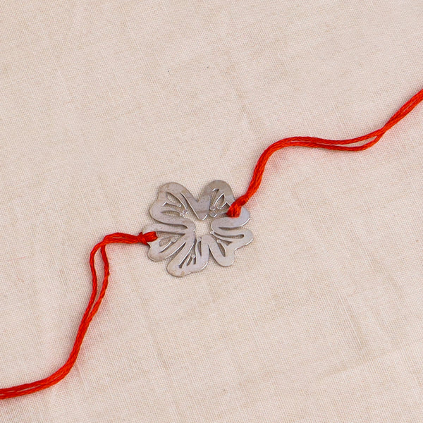 Silver Laser Cut Gulmohar Rakhi
