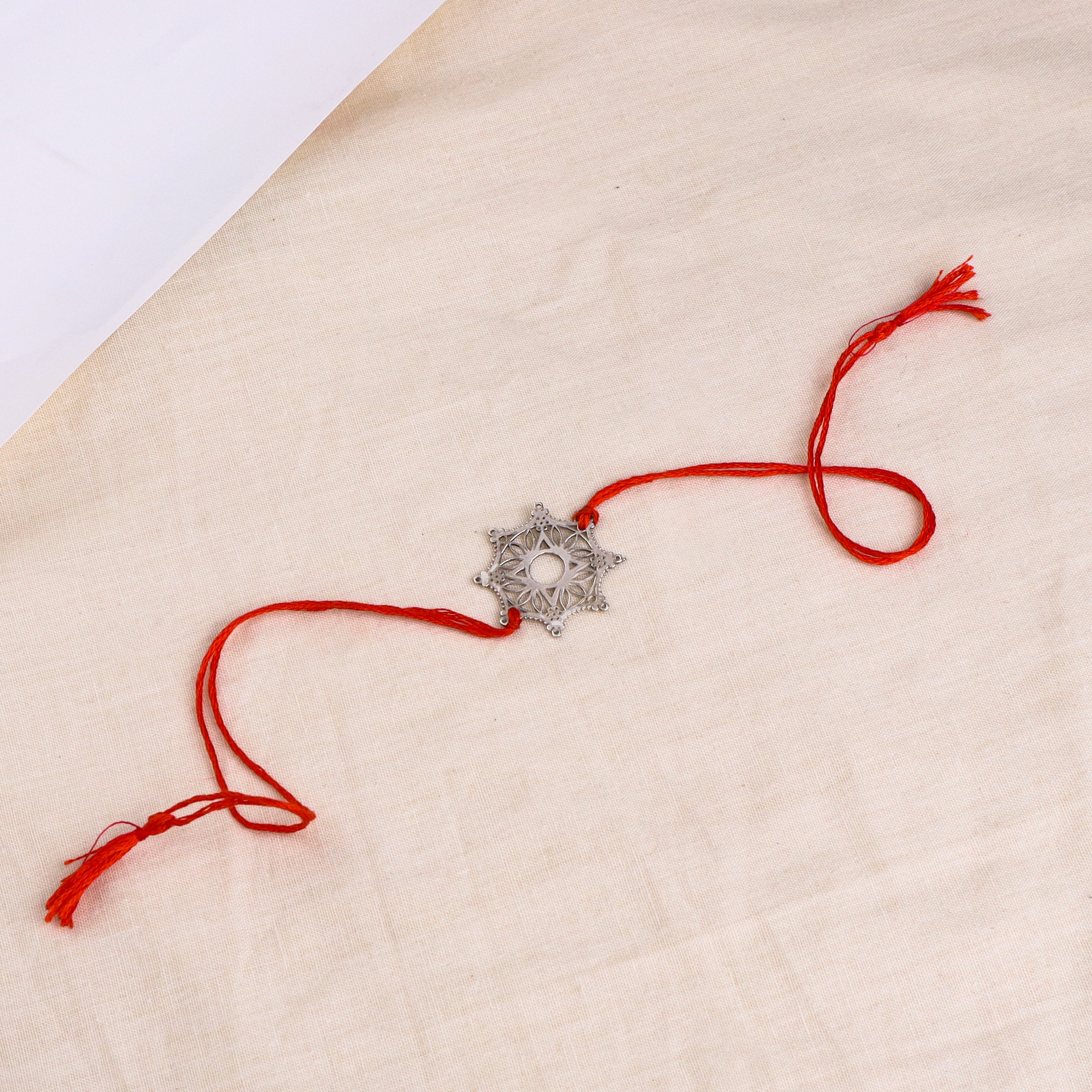 Silver Laser Cut Snowflake Rakhi