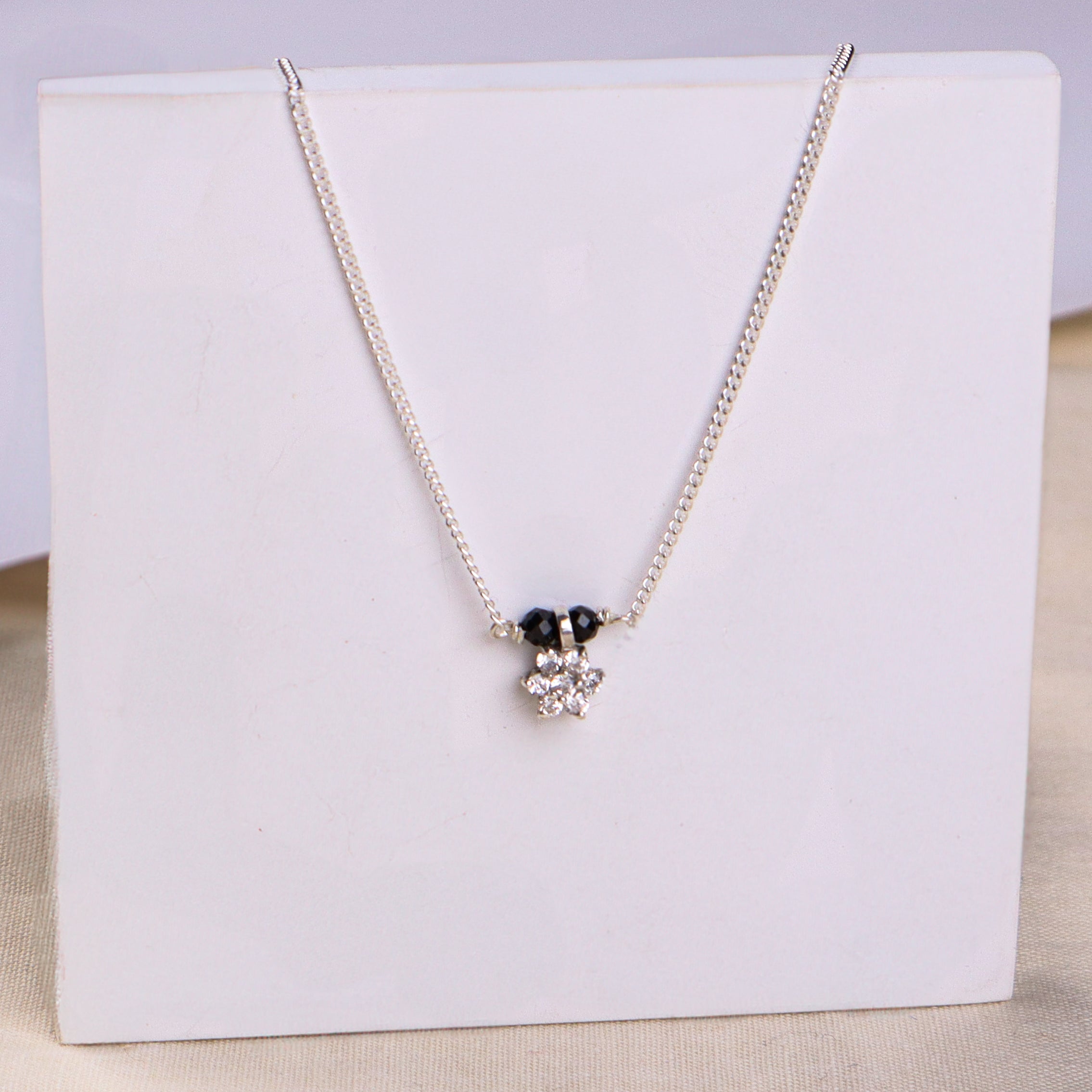 Stone Studded Small Single Flower Motif Chain Mangalsutra