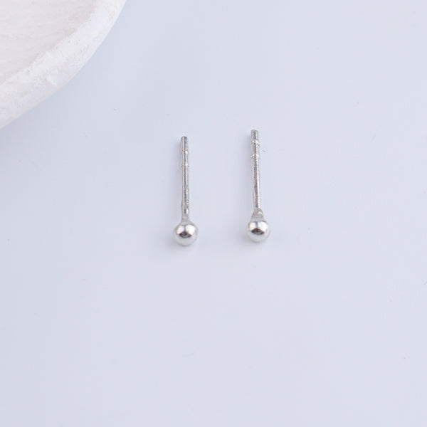 Tiny Silver Stud Earrings - Small