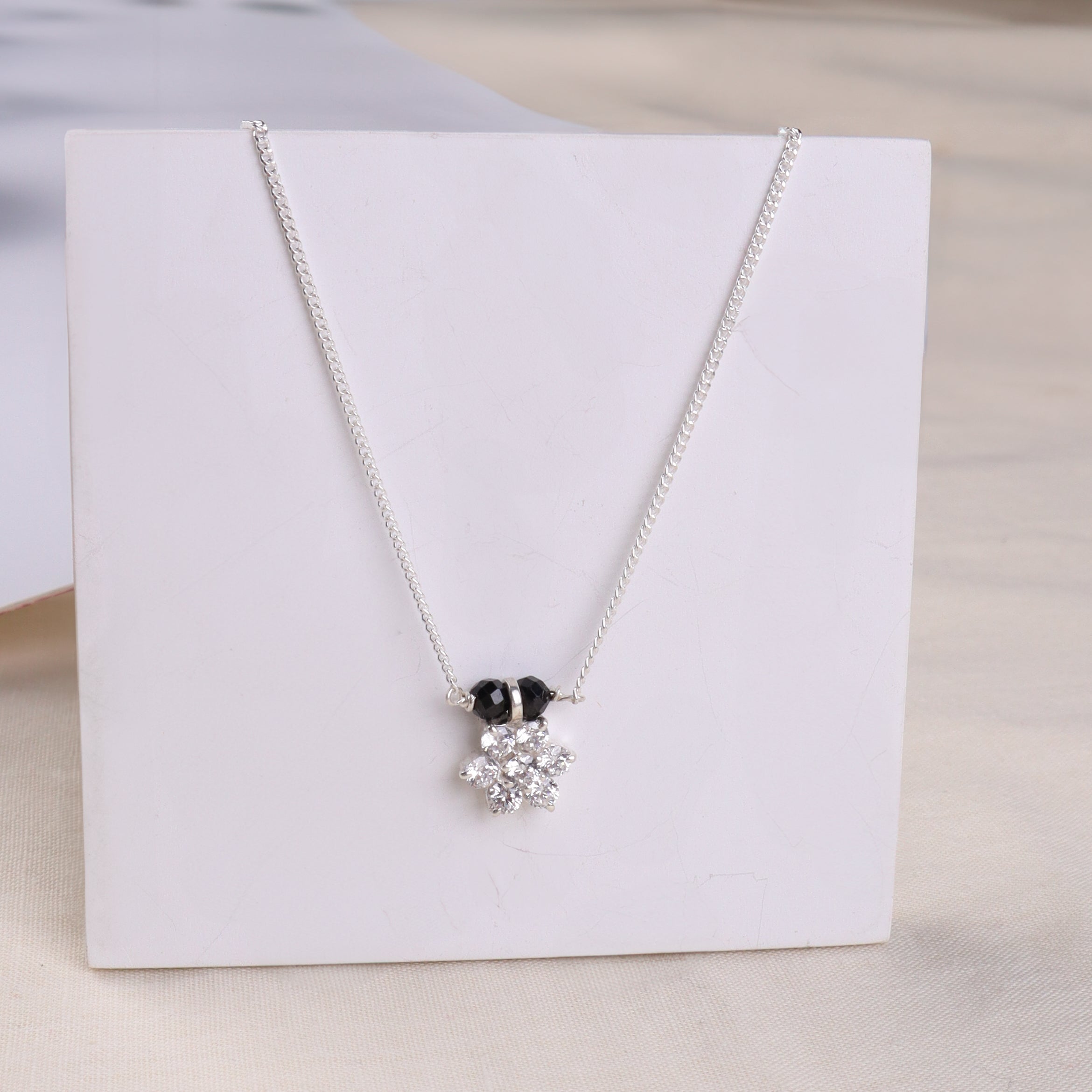 Stone Studded Big Single Flower Motif Chain Mangalsutra
