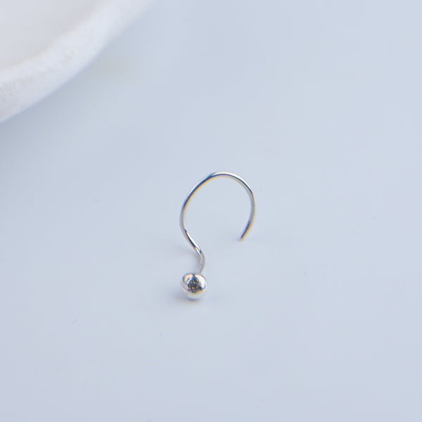 Tiny Silver Nose Pin - Big (Pierced)