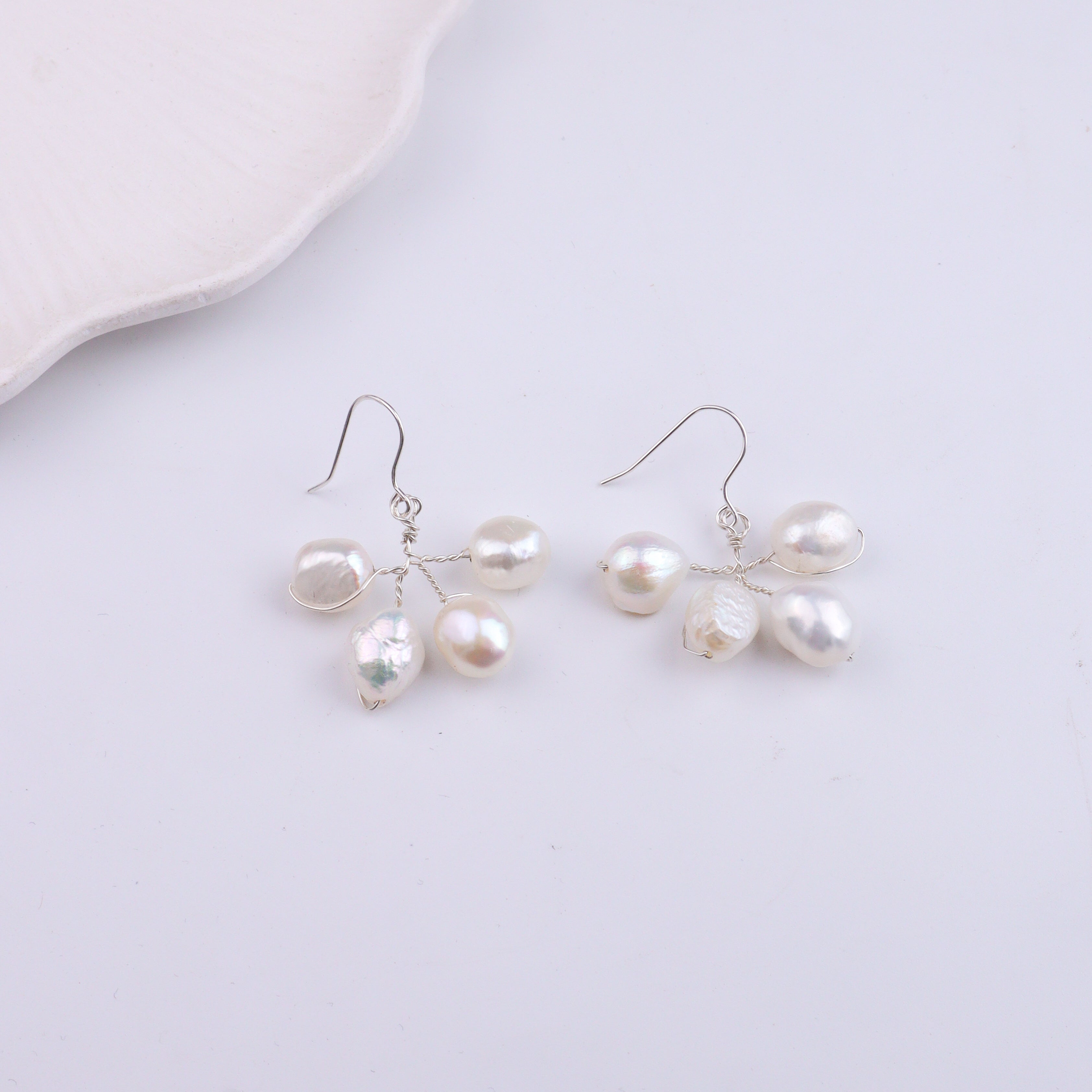 Freshwater Pearl Silver Earrings (Project Handmade)