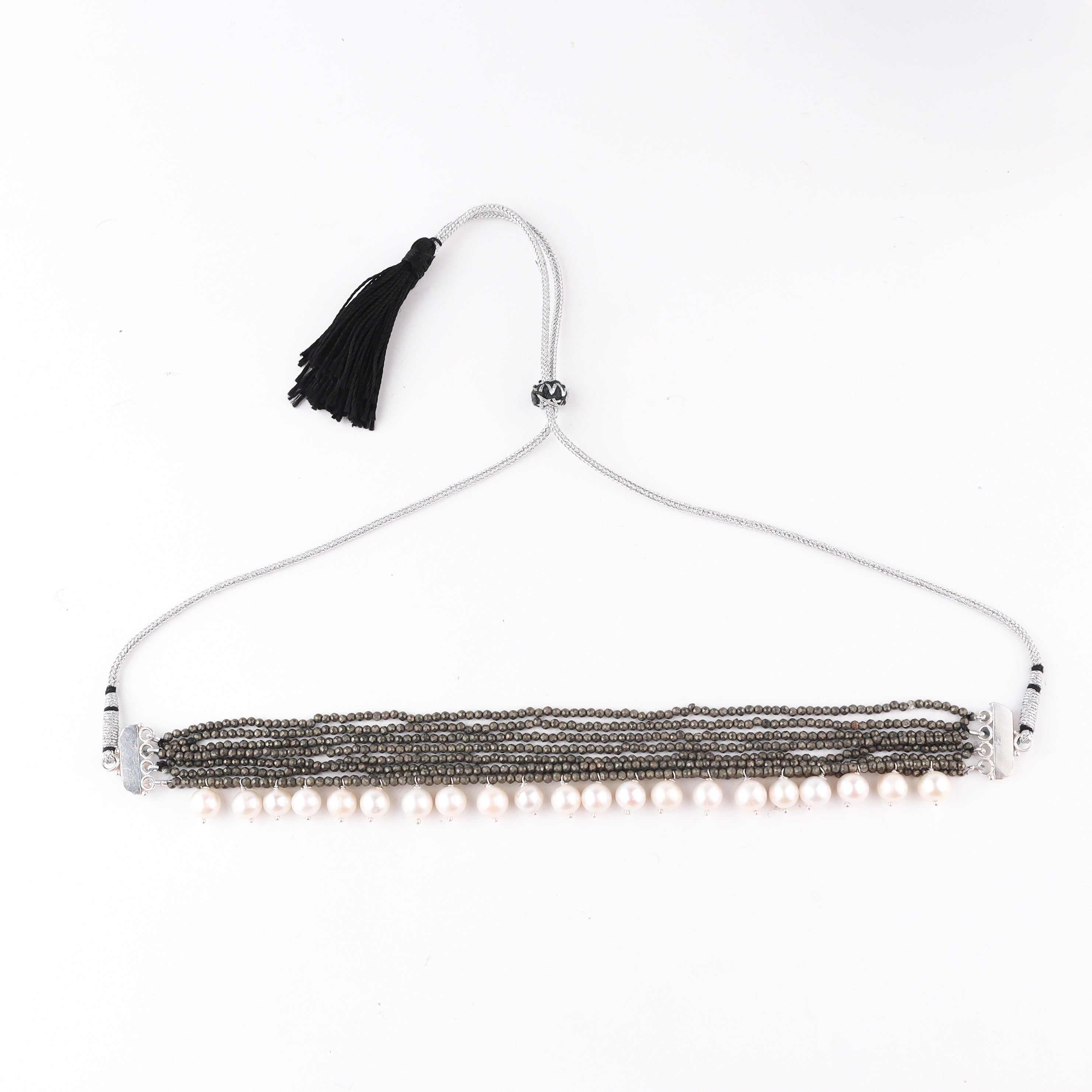 Luxe Choker - Pyrite and Fresh Water Pearls