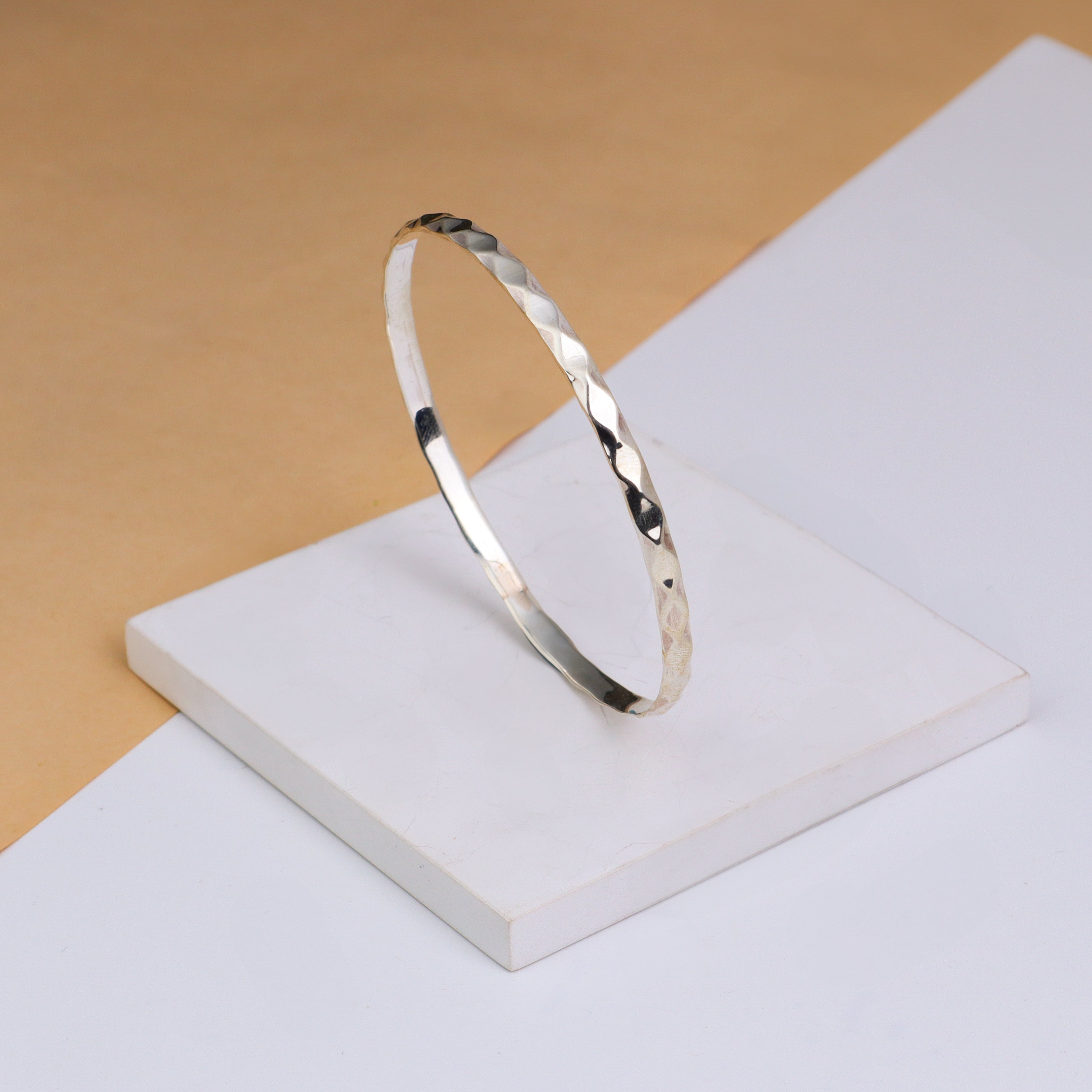 Silver Abstract Textured Bangle