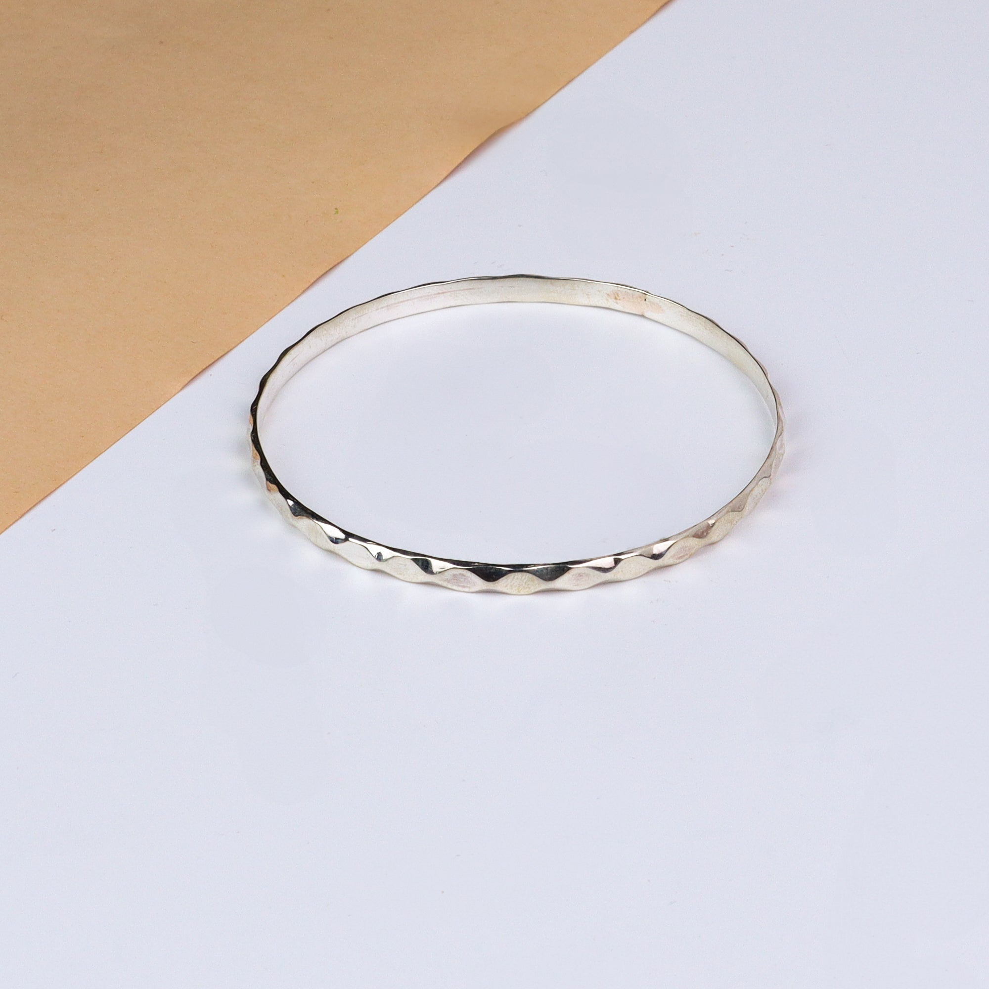 Silver Abstract Textured Bangle
