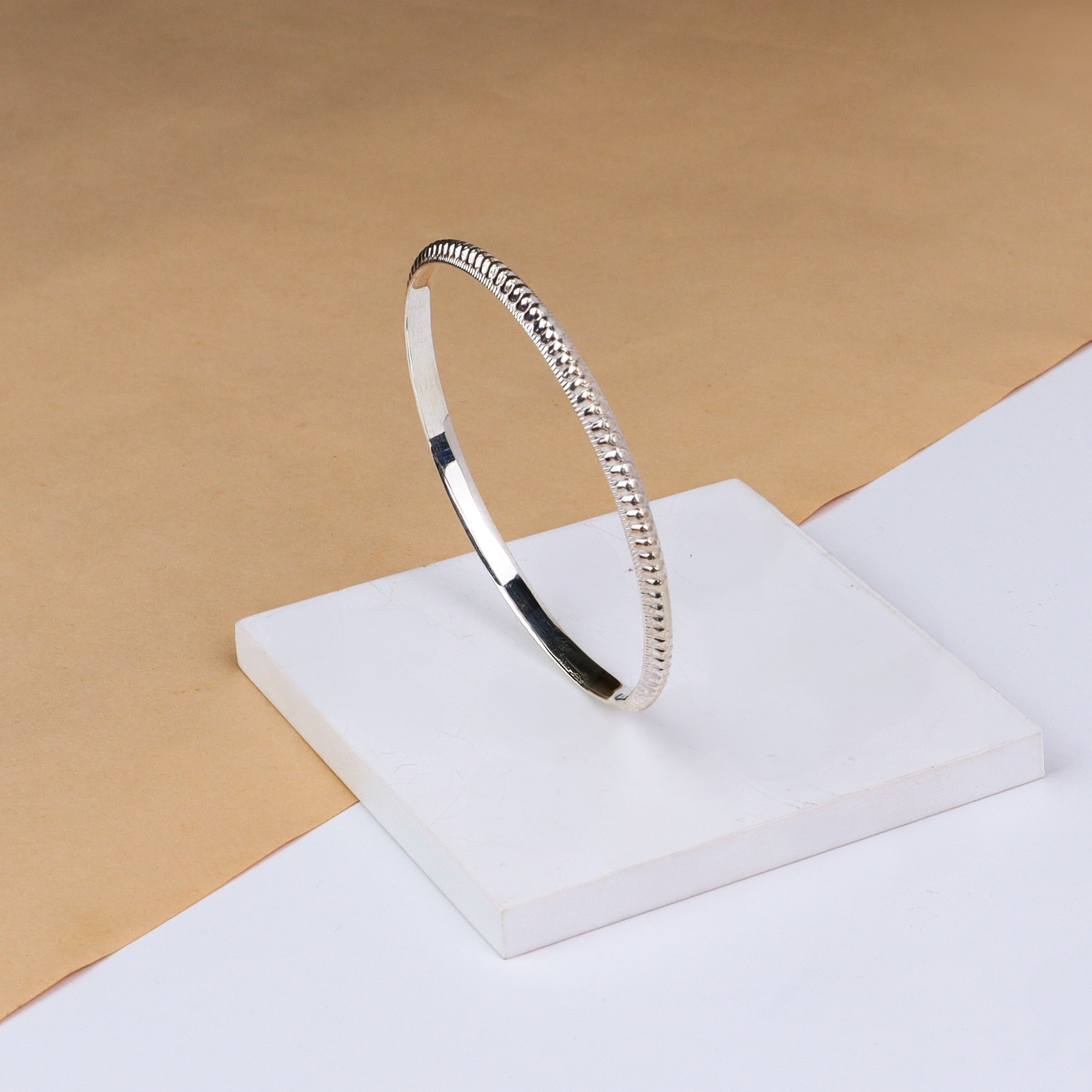 Silver Rope Textured Bangle