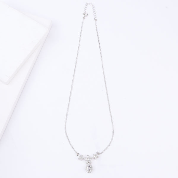 CZ Flower Drop Necklace