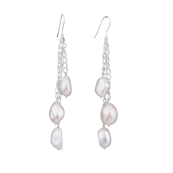 Freshwater Pearl Silver Earrings (Project Handmade)
