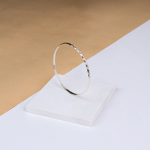 Silver Thin Abstract Textured Bangle