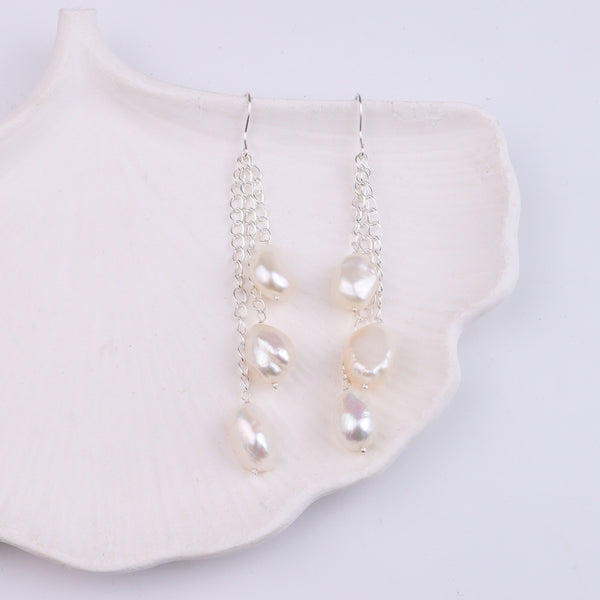 Freshwater Pearl Silver Earrings (Project Handmade)