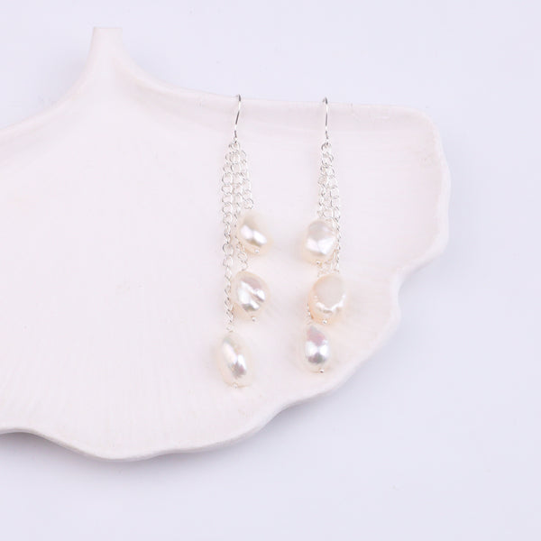 Freshwater Pearl Silver Earrings (Project Handmade)