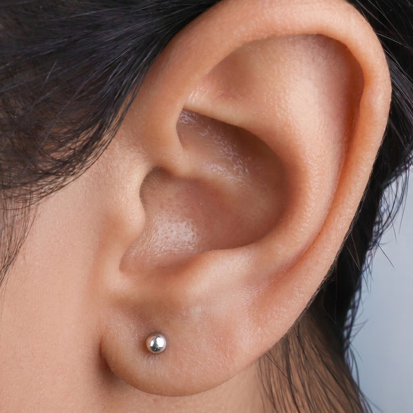 Tiny Silver Stud Earrings - Small
