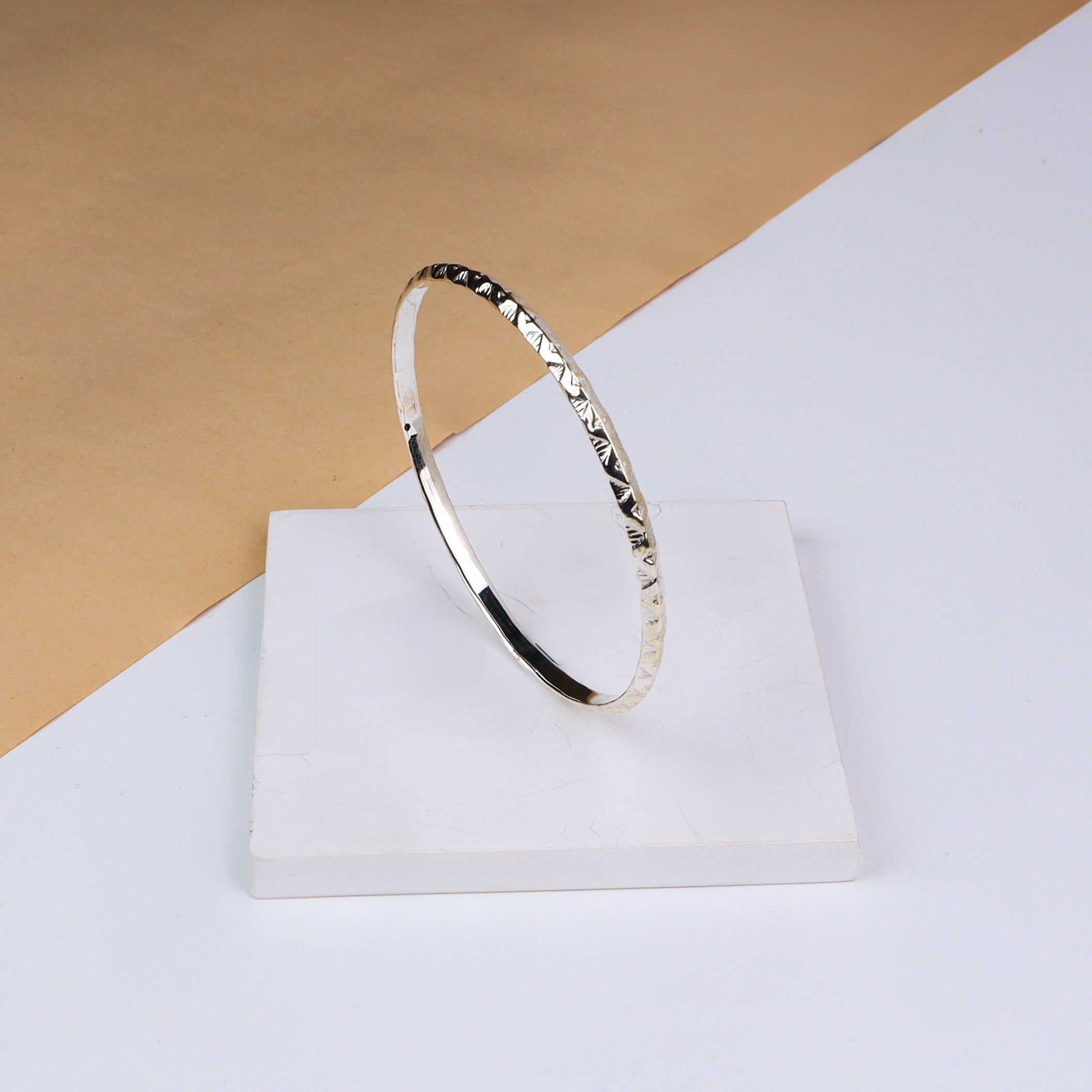 Silver Nakshi Textured Bangle