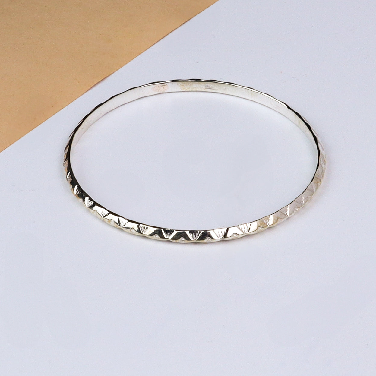 Silver Nakshi Textured Bangle
