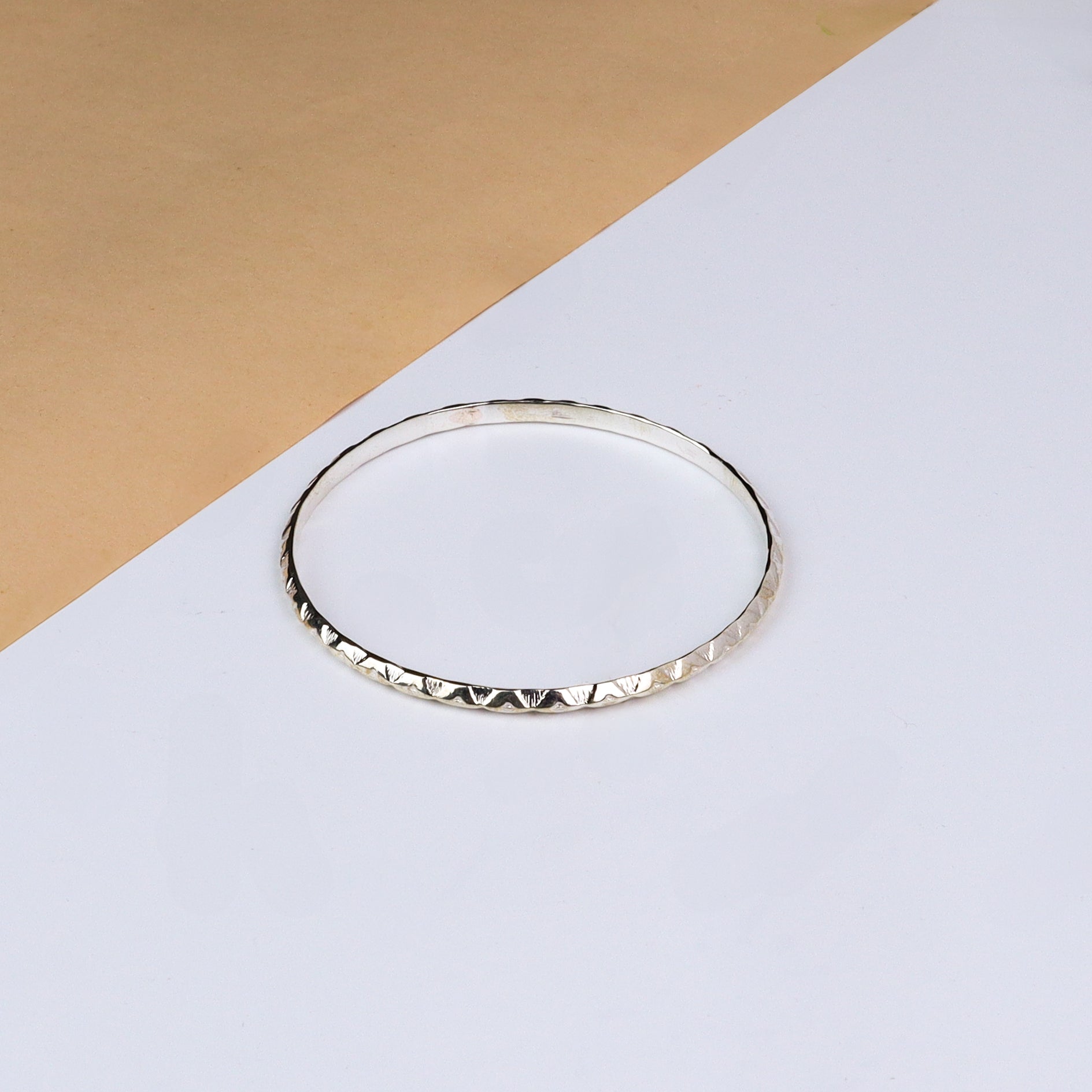 Silver Nakshi Textured Bangle