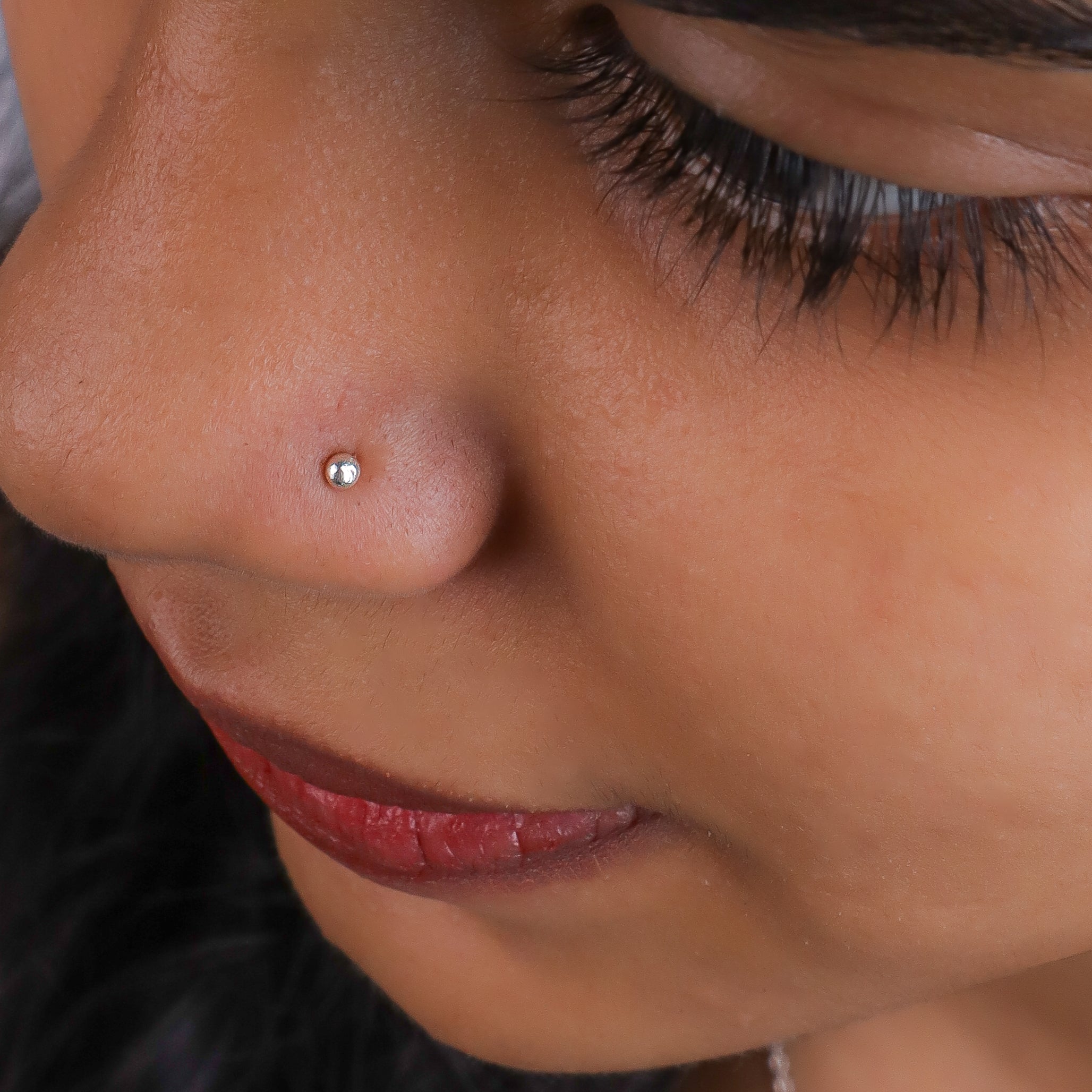 Tiny Silver Nose Pin - Medium (Pierced)
