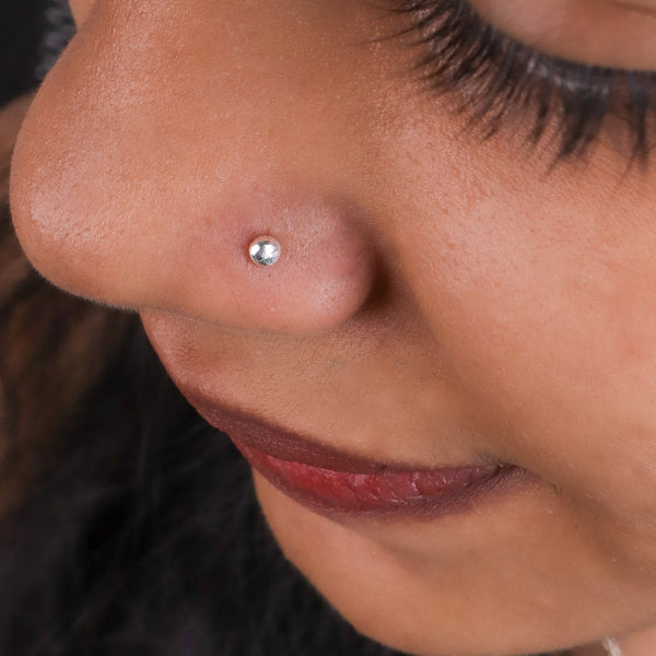 Tiny Silver Nose Pin - Big (Pierced)
