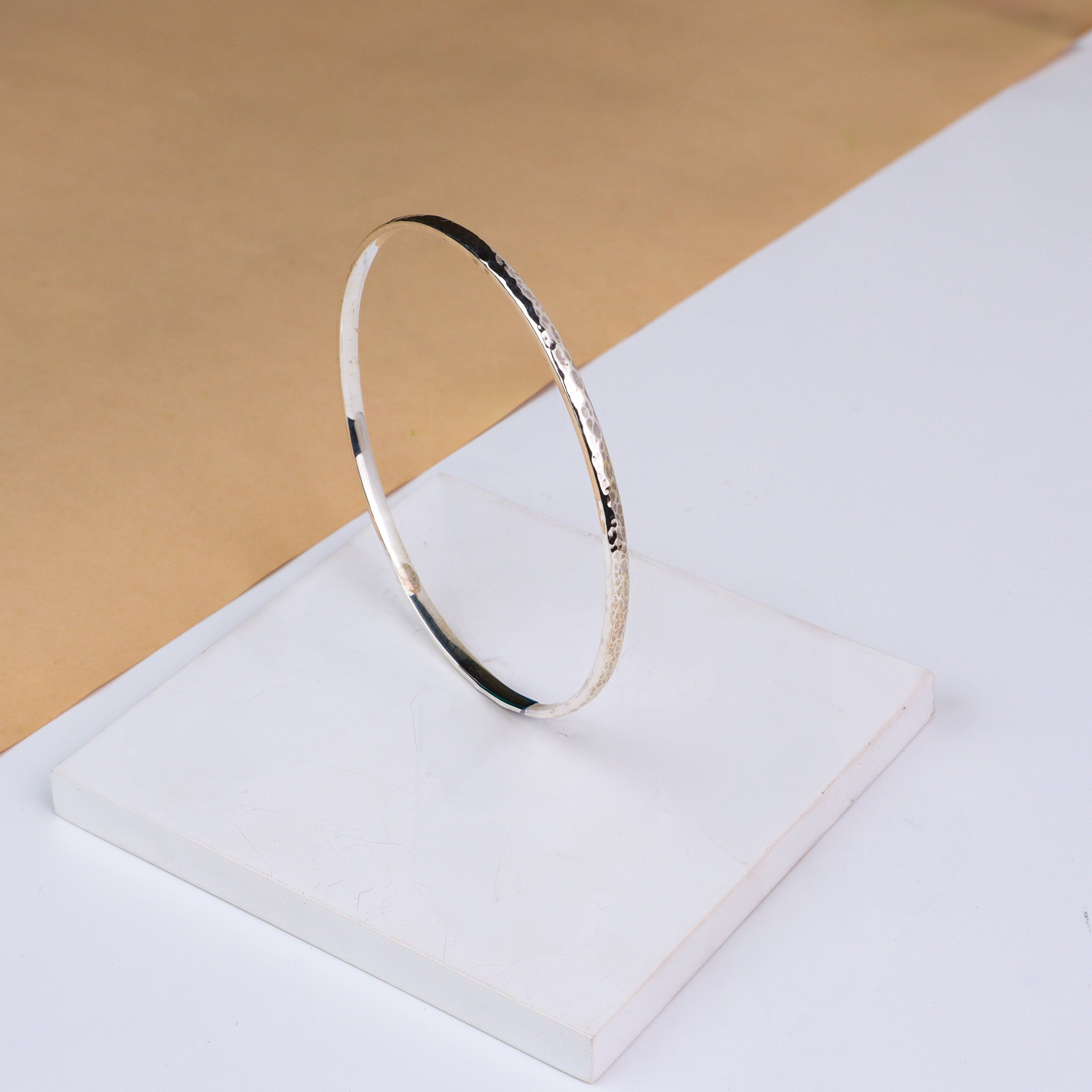 Thin Silver Textured Bangle