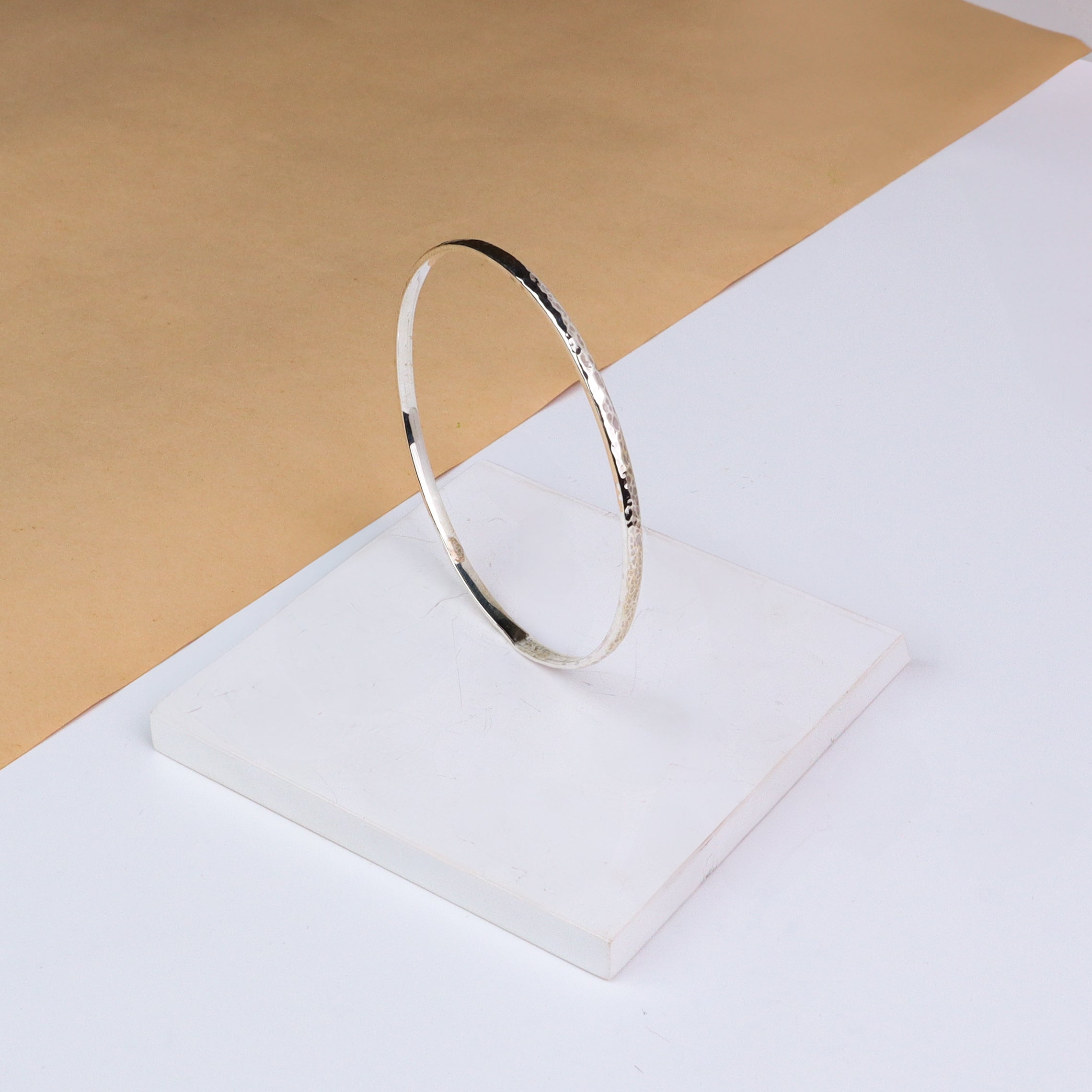Thin Silver Textured Bangle