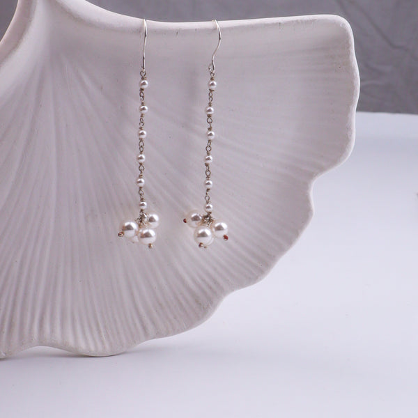 Pearl Bunch Silver Earrings (Project Handmade)
