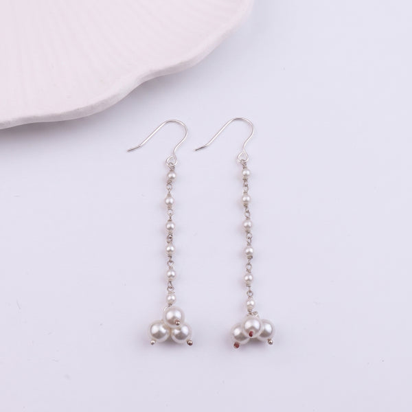 Pearl Bunch Silver Earrings (Project Handmade)
