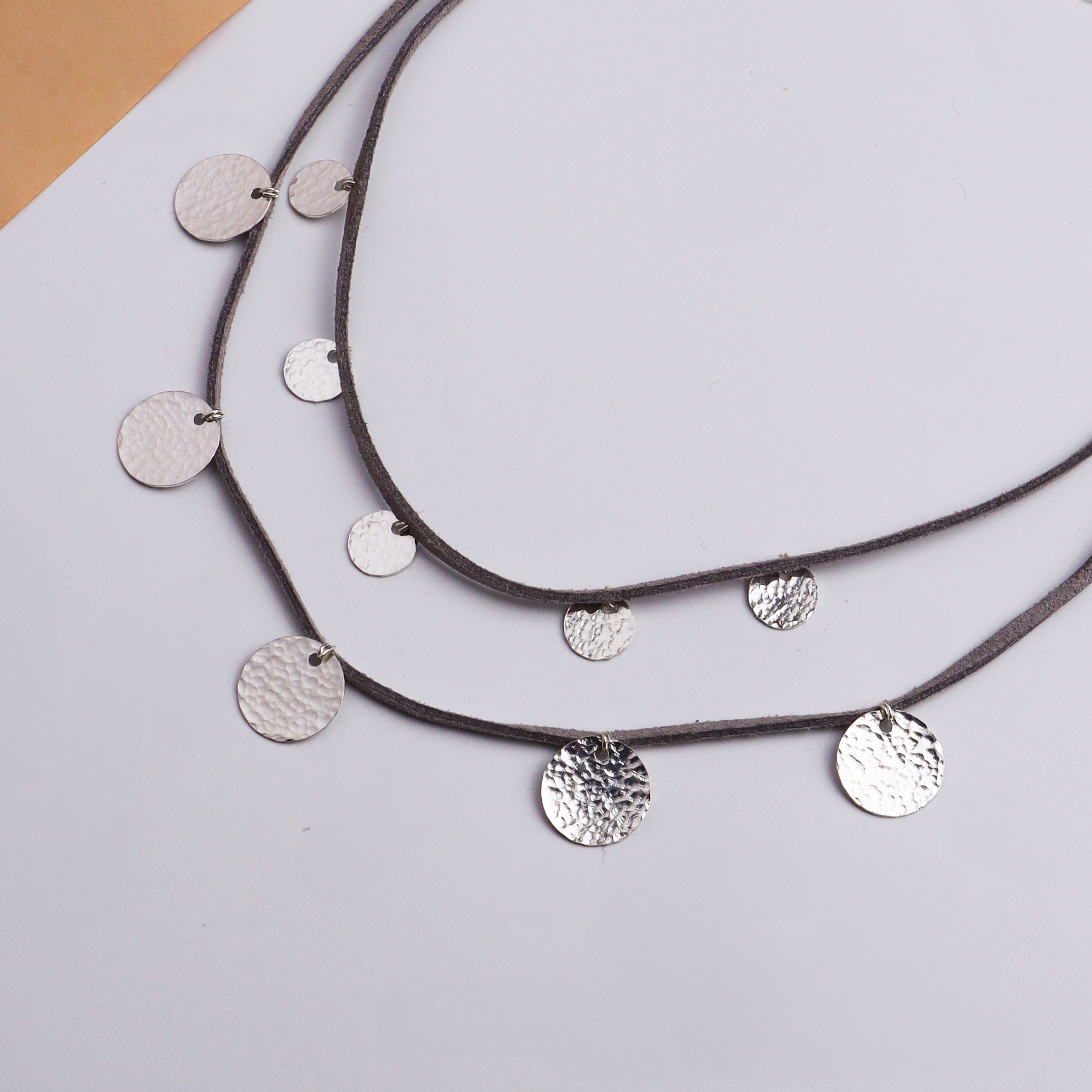 Silver Tribal Two Layered Hammered Coin Necklace