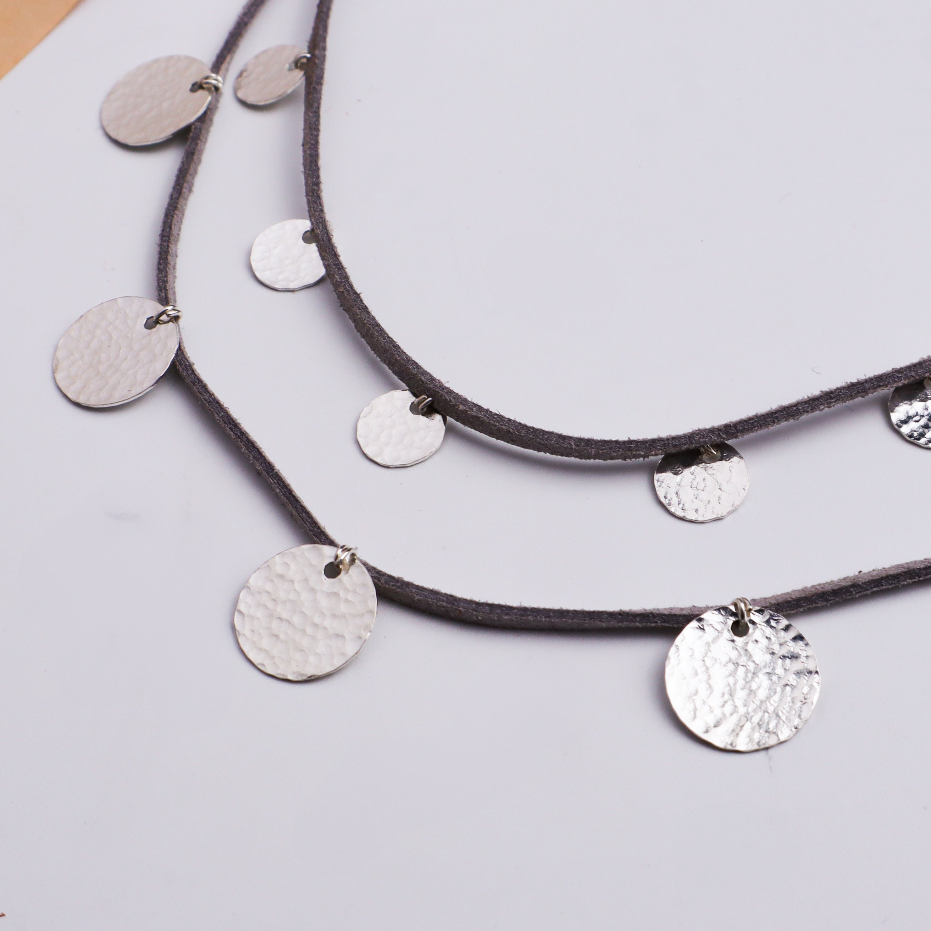 Silver Tribal Two Layered Hammered Coin Necklace