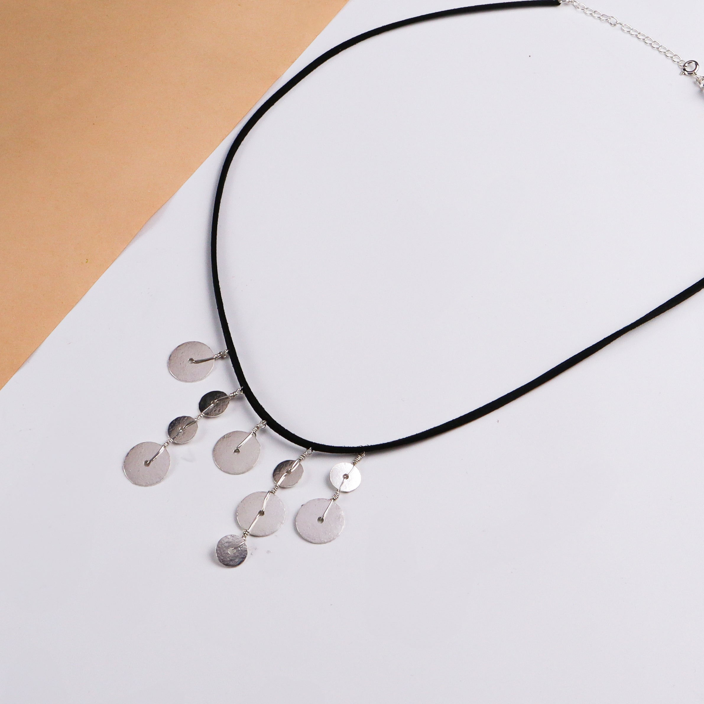 Silver Tribal Single Layered Plain Coin Necklace