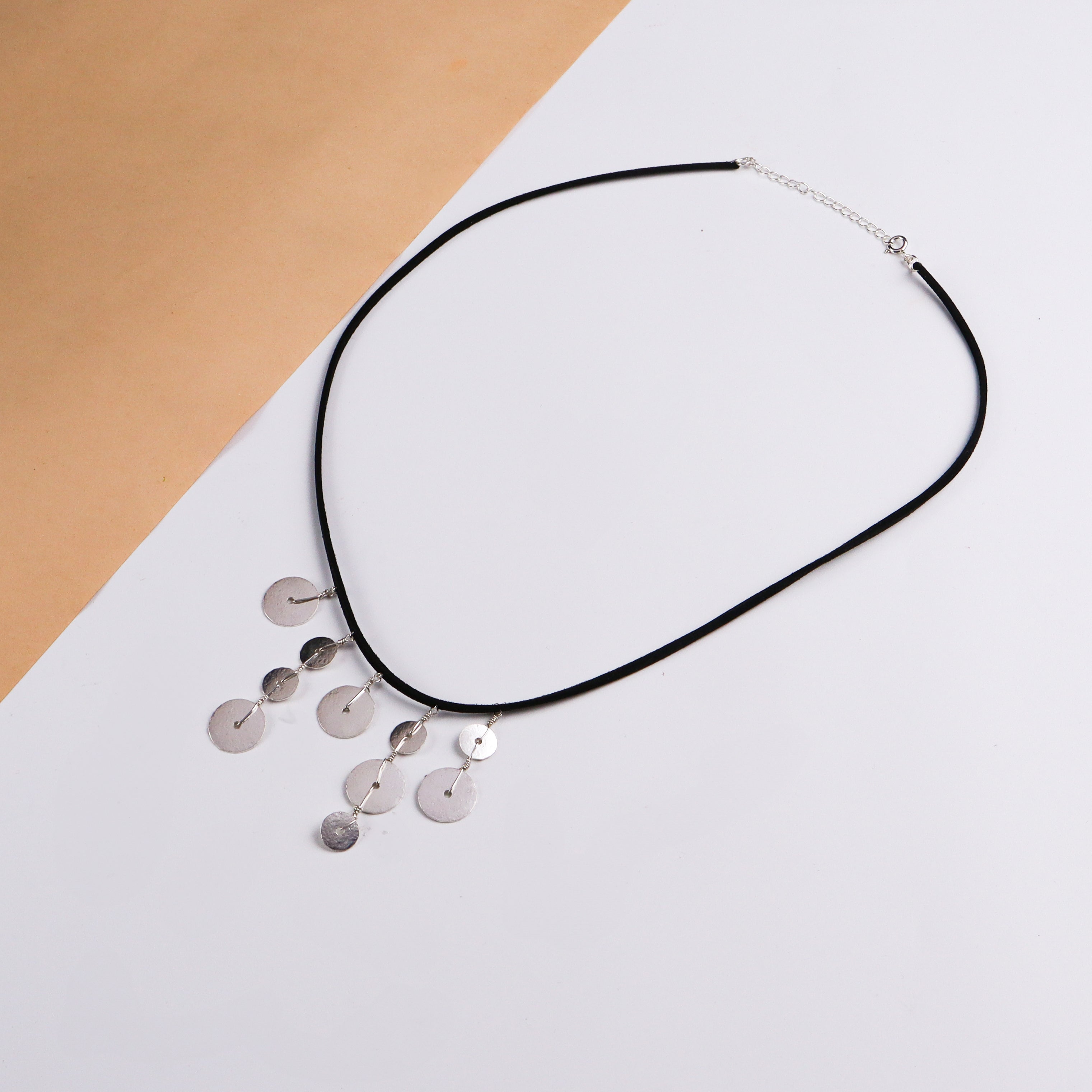 Silver Tribal Single Layered Plain Coin Necklace