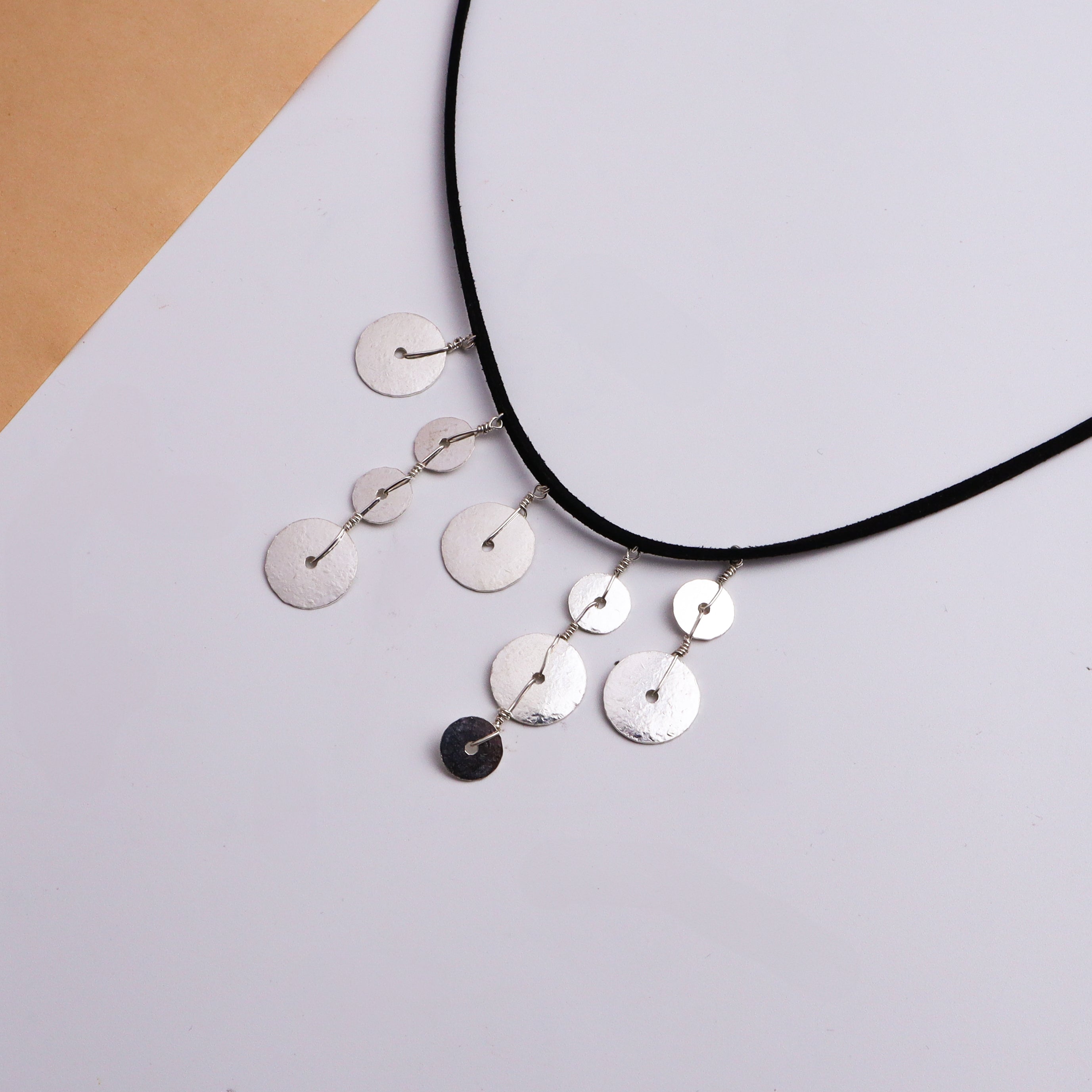 Silver Tribal Single Layered Plain Coin Necklace