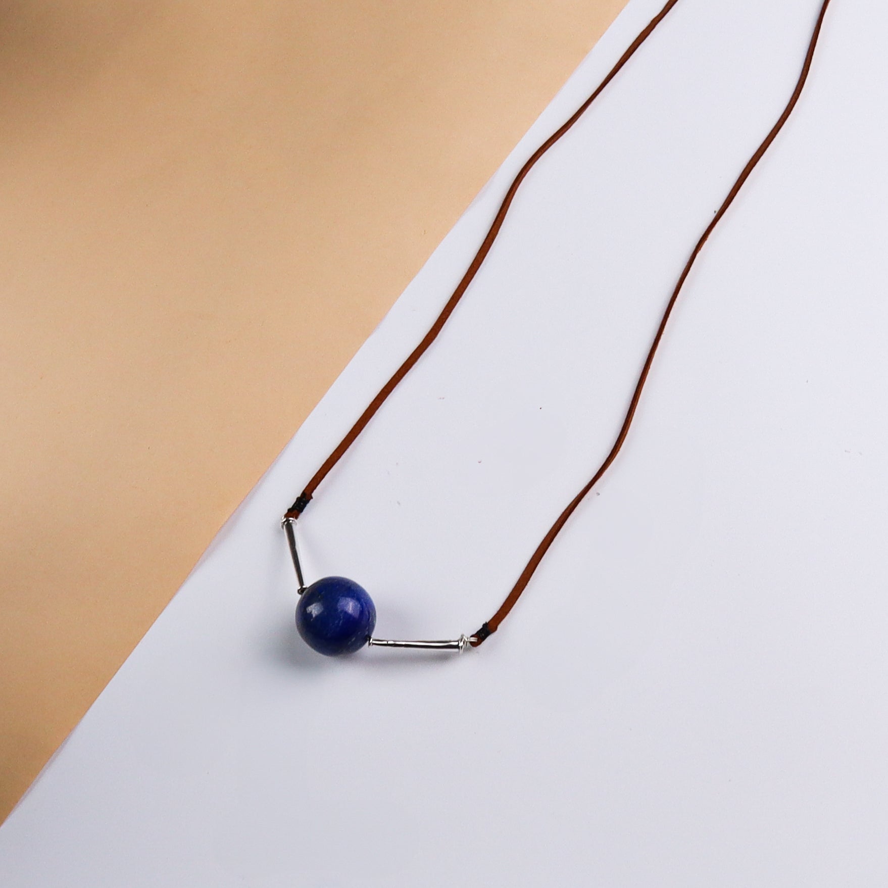 Silver Lapis Lazuli Pipe Necklace