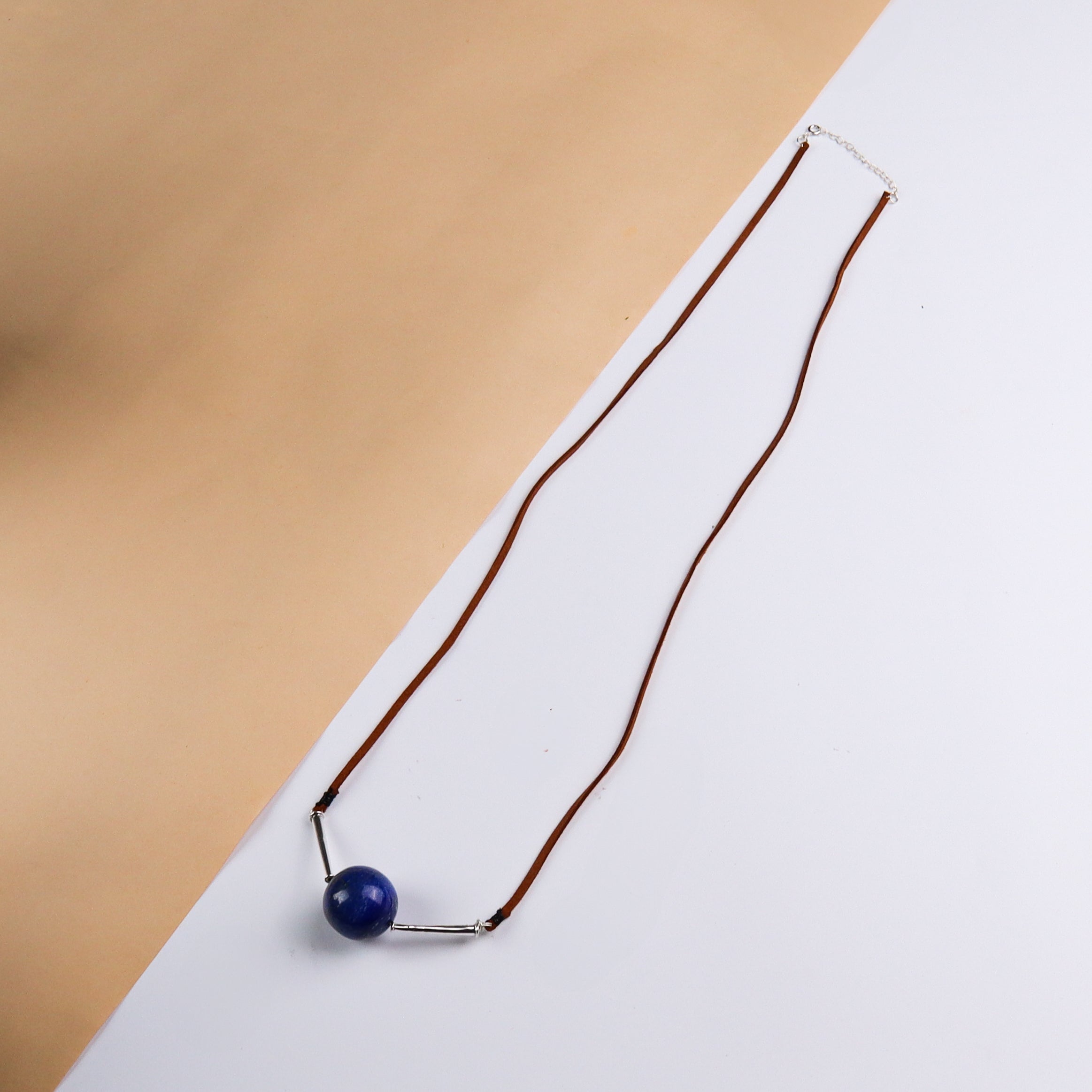 Silver Lapis Lazuli Pipe Necklace