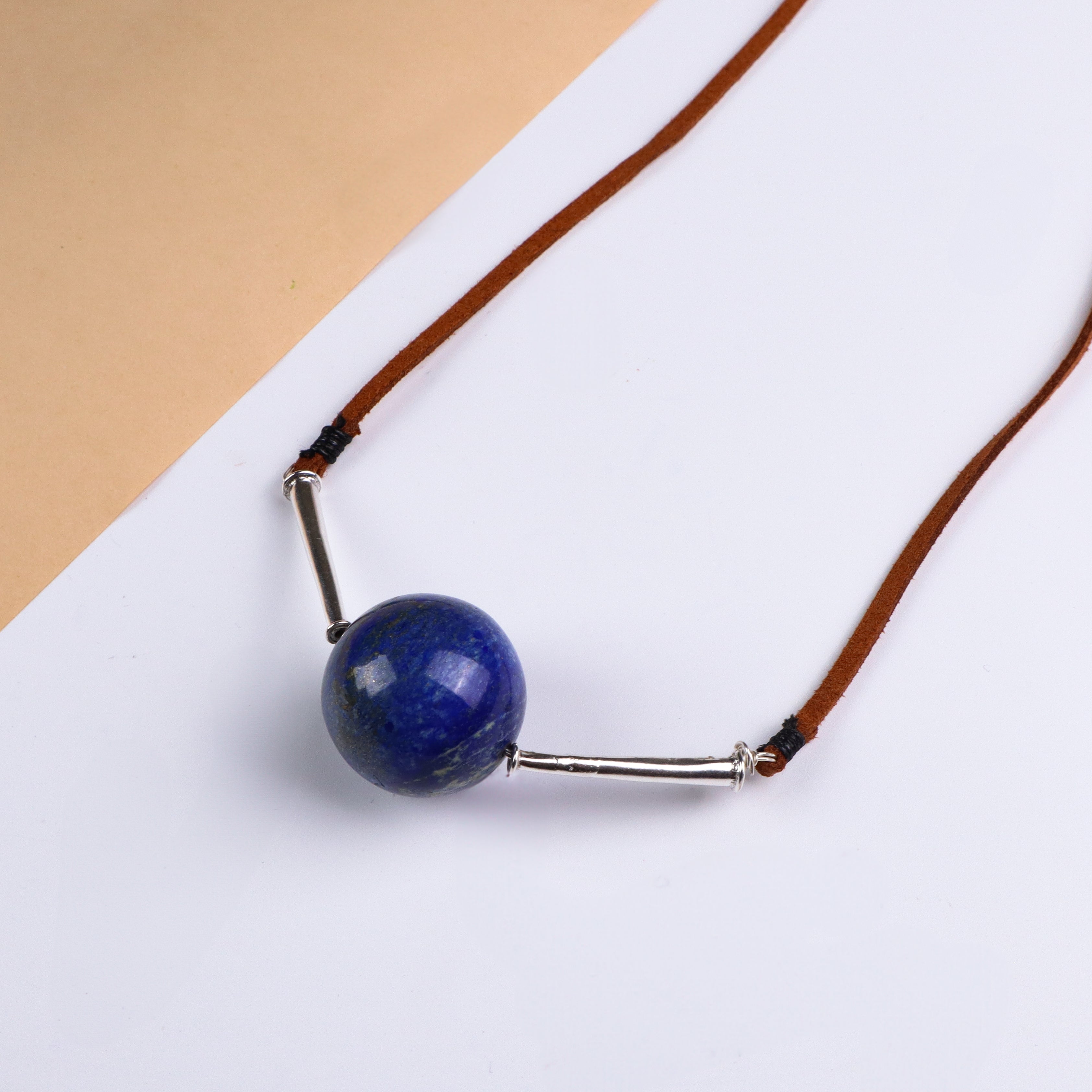 Silver Lapis Lazuli Pipe Necklace