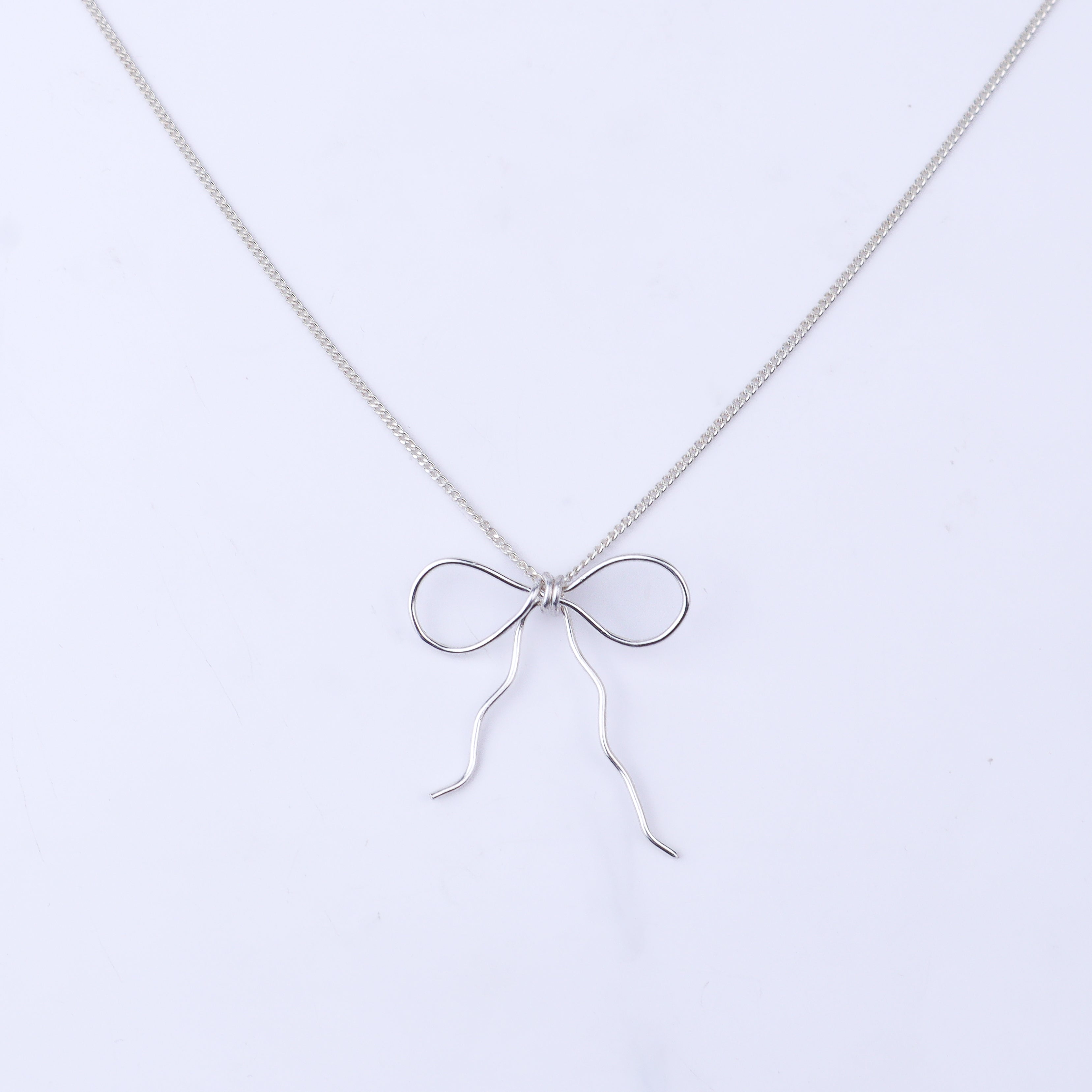 Silver Chain Bow Necklace: Small