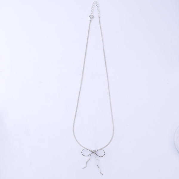 Silver Chain Bow Necklace: Small