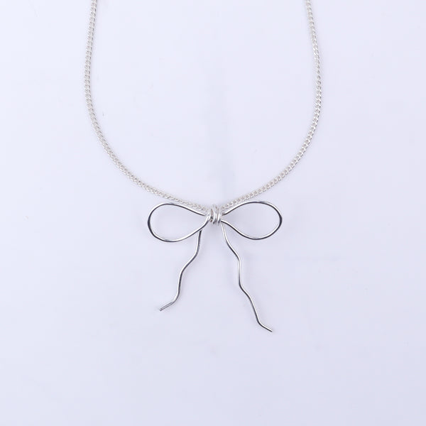 Silver Chain Bow Necklace: Small
