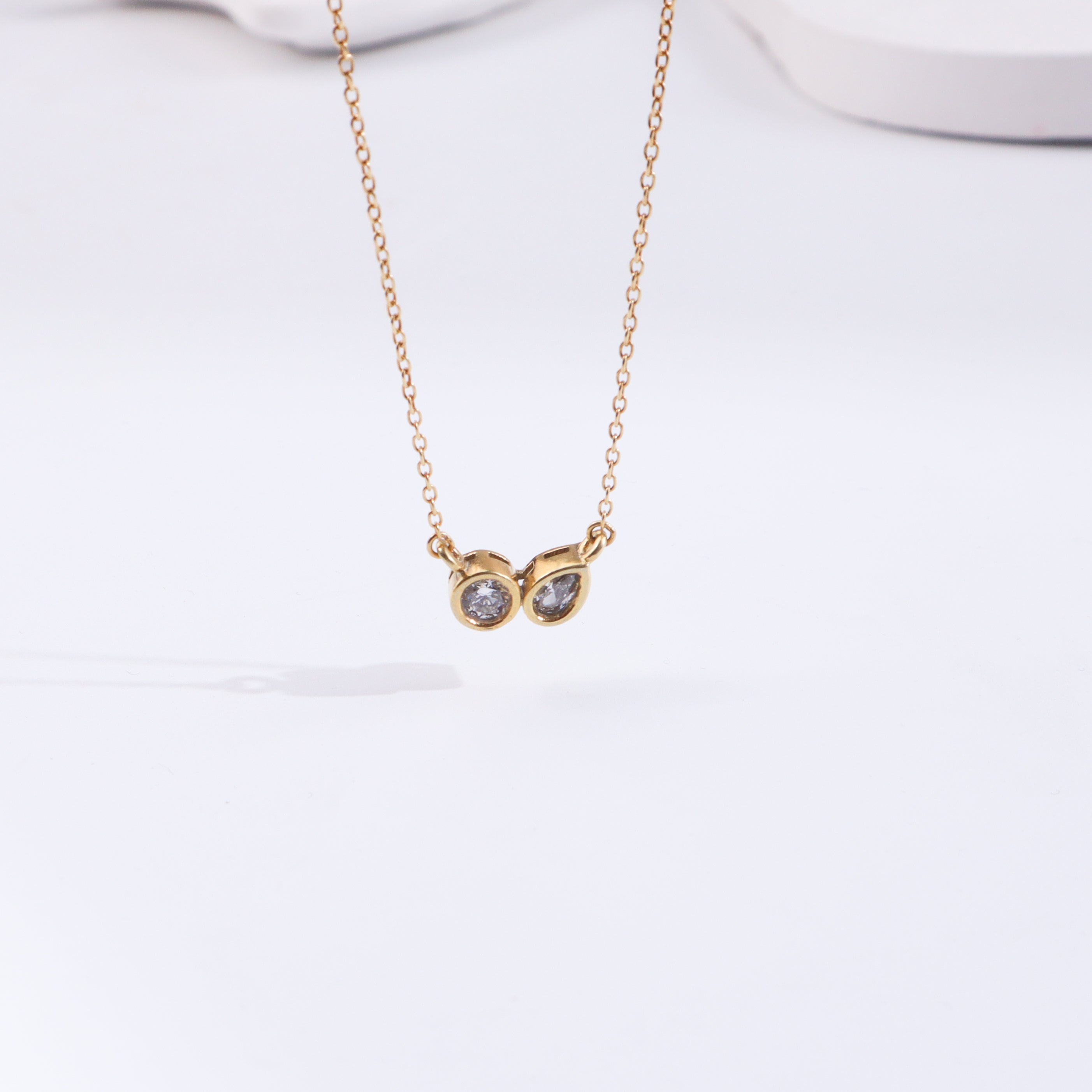 Twin CZ Dot Chain | 22K Gold Plated