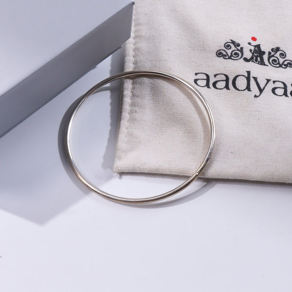 Silver Plain Bangle (Curvy Flat)
