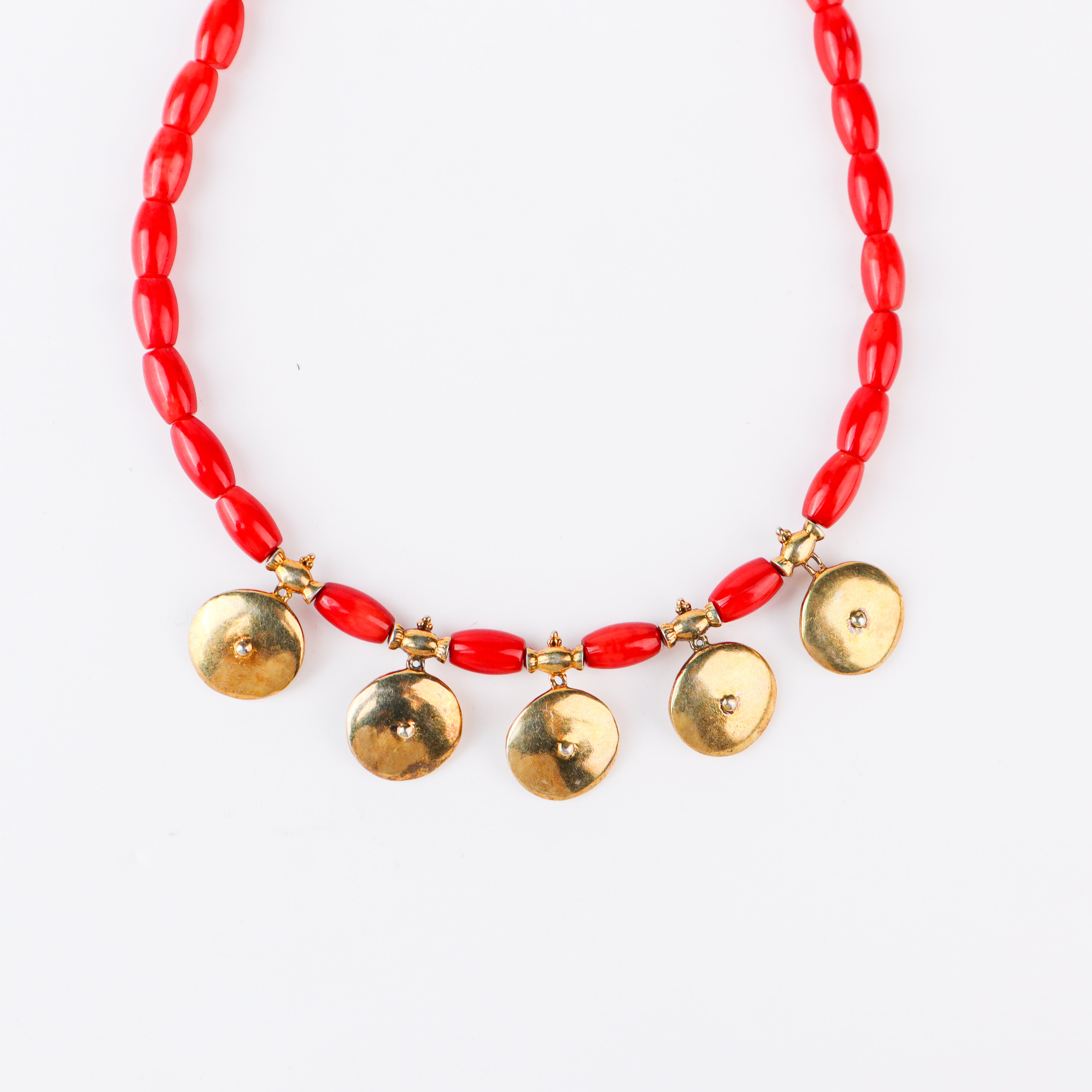 Coral Necklace with वाडगा (Vadagaa) Motif | 92.5 Silver | 22K Gold Plated