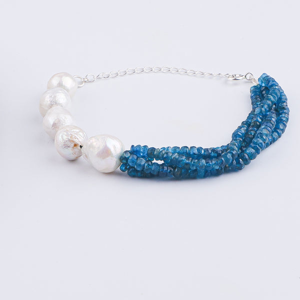 Rhodolite & Baroque Pearl Silver Bracelet (Project Handmade)