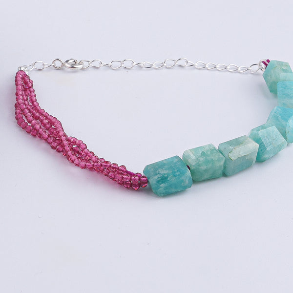 Amazonite & Ruby Silver Bracelet (Project Handmade)