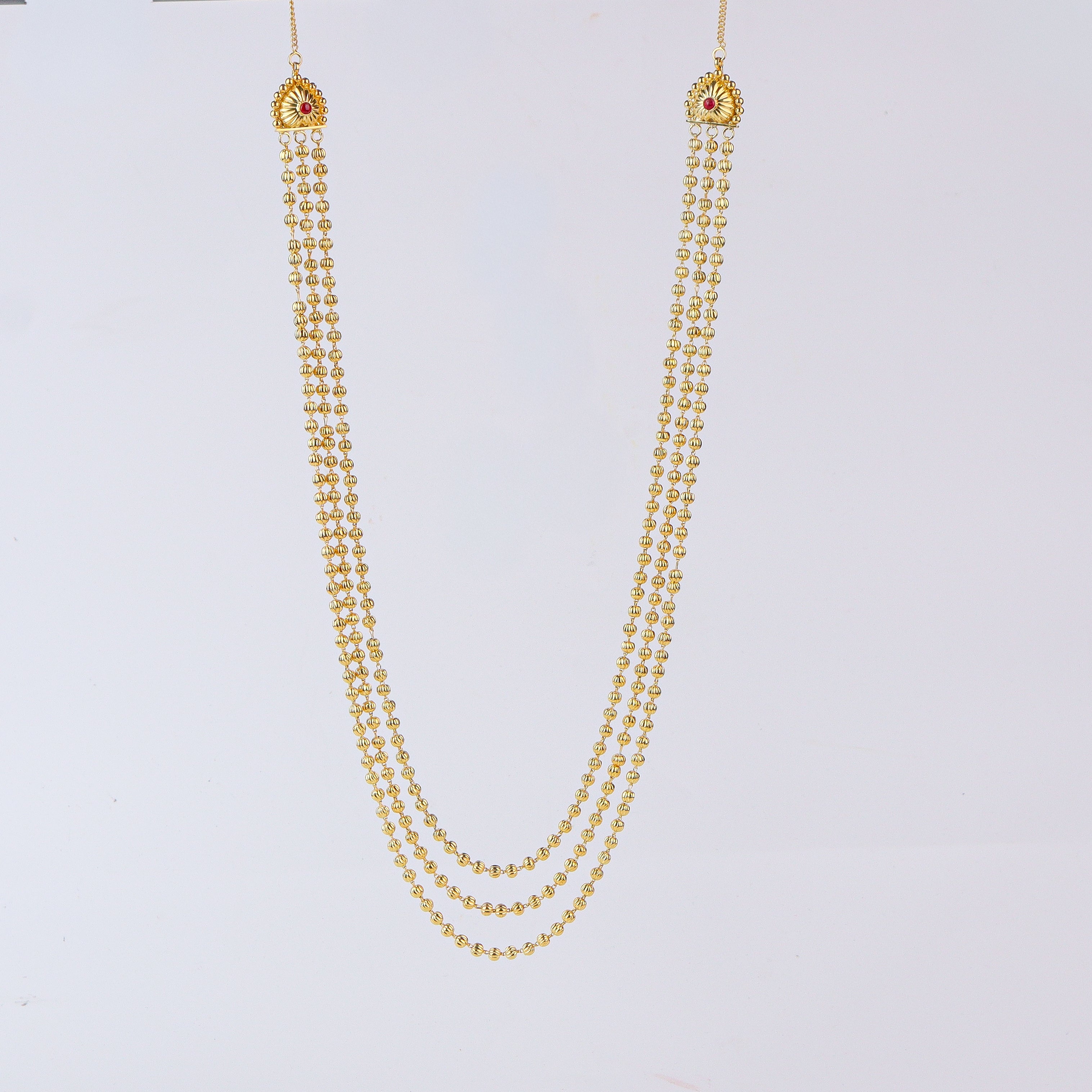 हरपर रेवडी माला (Harpar Revdi Mala) 3 Layered Necklace | 92. Silver | 22 Carat Gold plated
