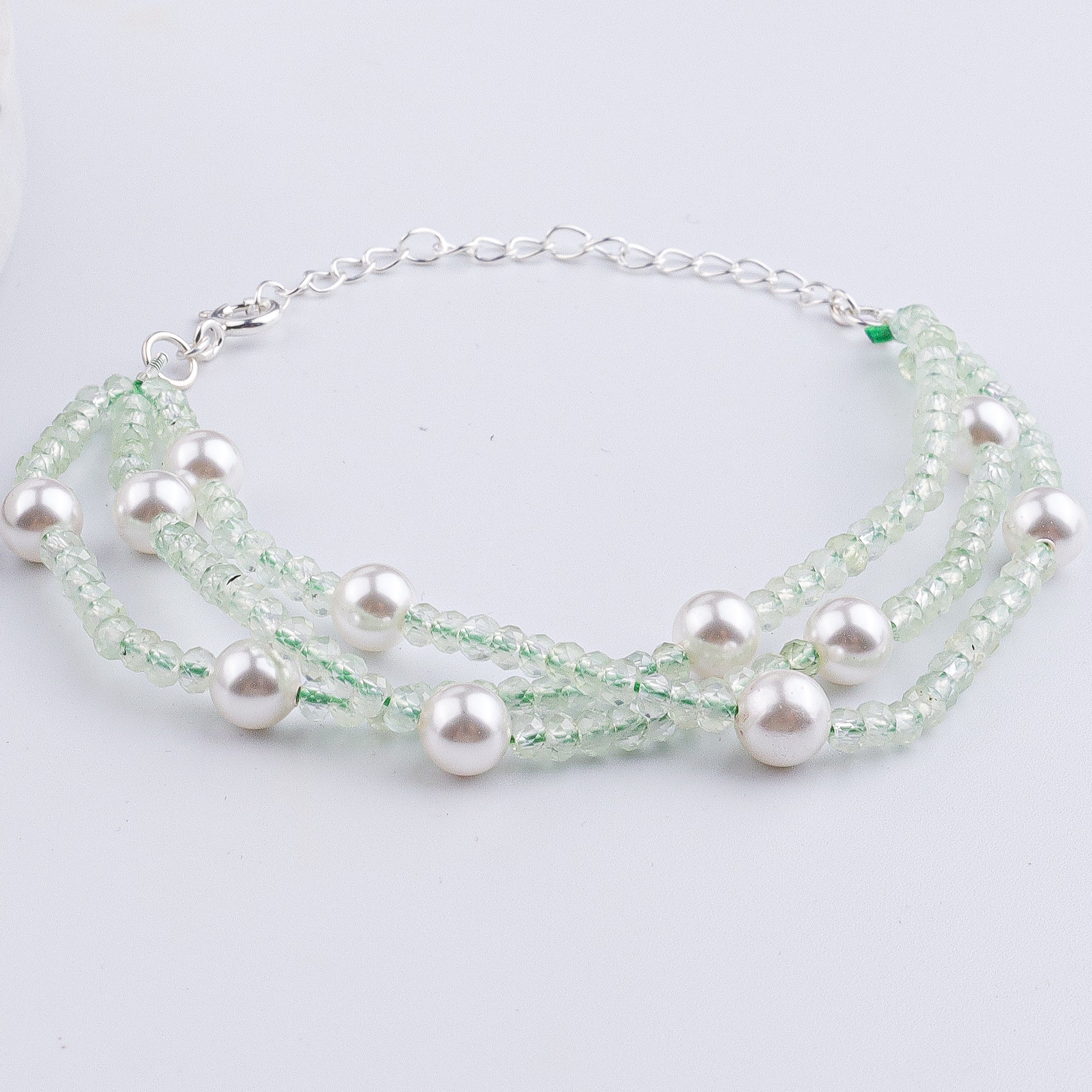 Peridot & Pearl Silver Bracelet (Project Handmade)