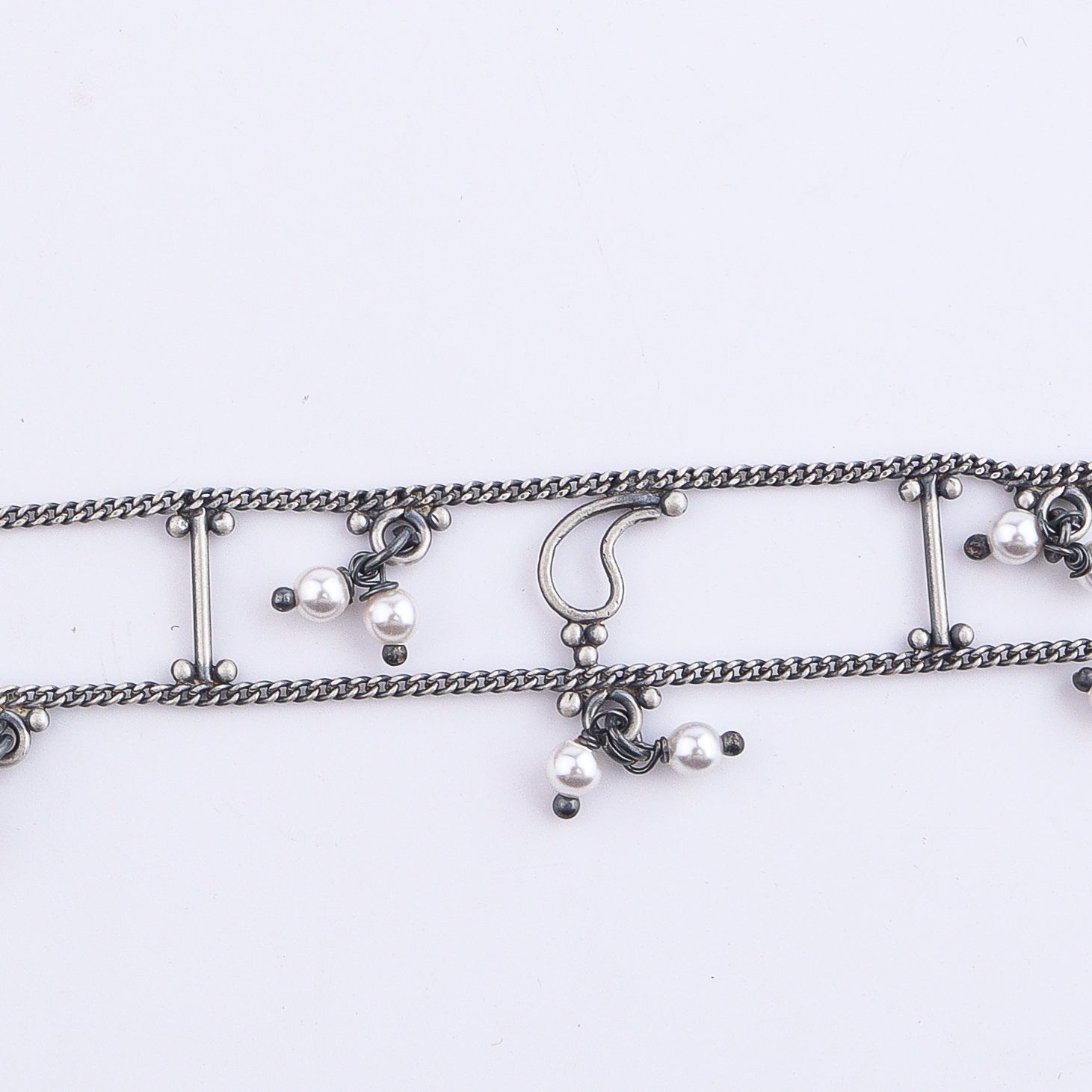 Silver Oxidized Multicharm Choker